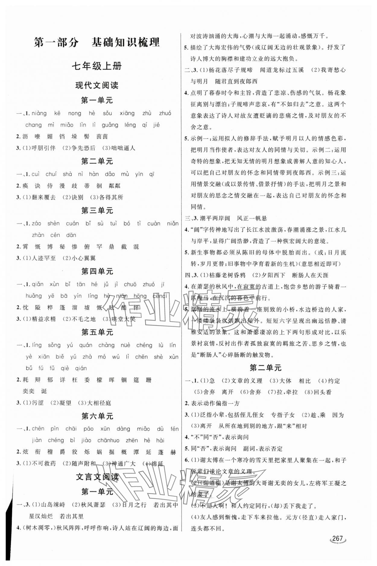 2024年初中学业水平考试备考指导语文临沂专版 参考答案第1页