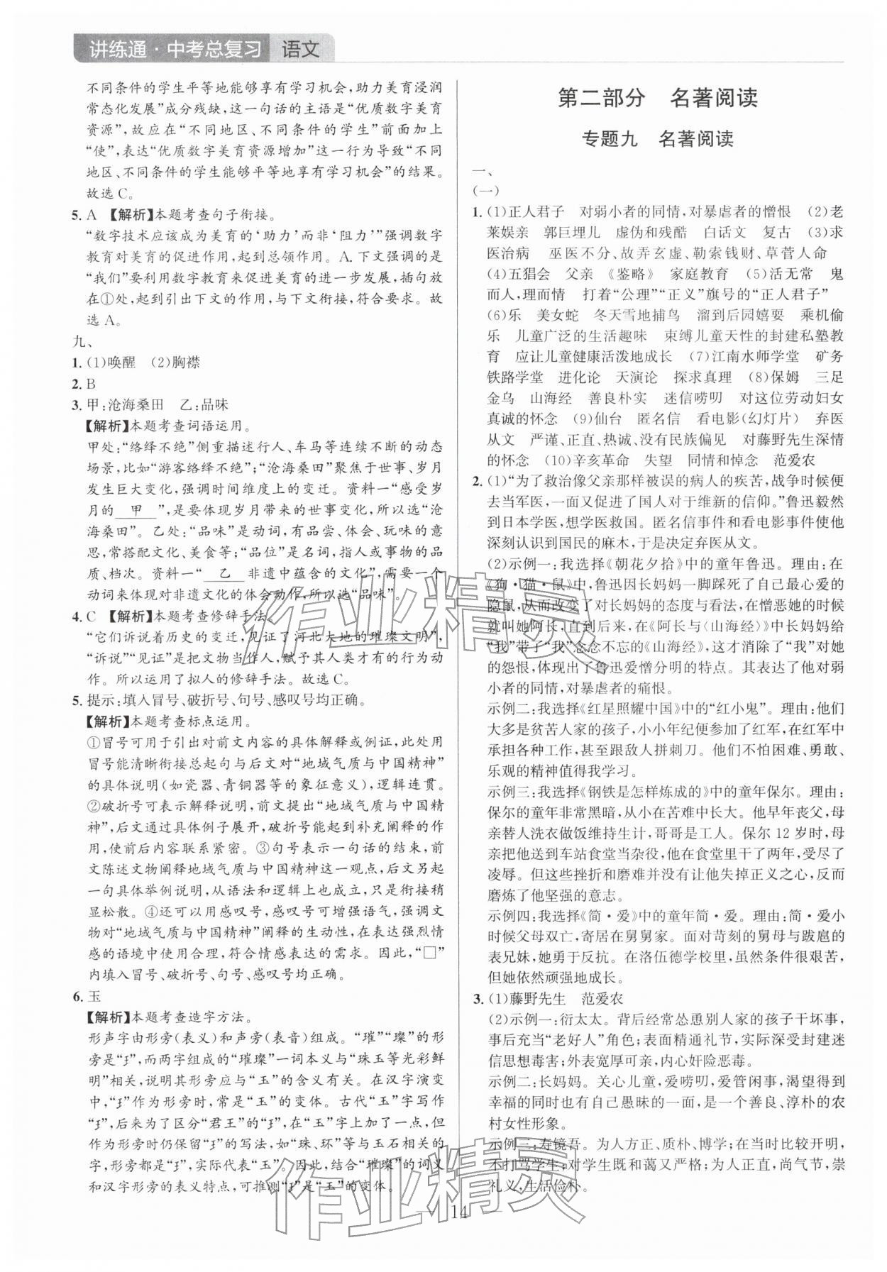 2026年广东名师讲练通中考总复习语文深圳专版&nbsp;第14页
