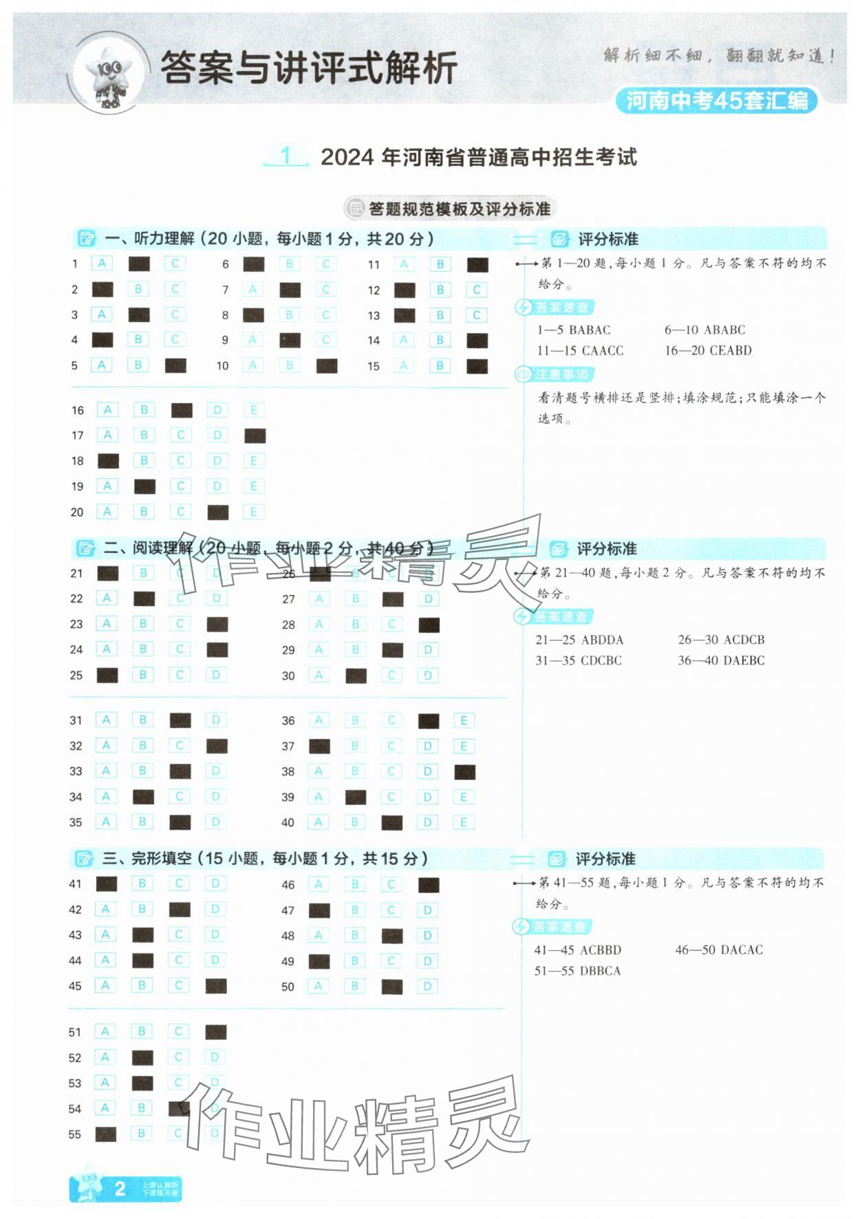 2025年金考卷中考45套匯編英語人教版河南專版 參考答案第1頁