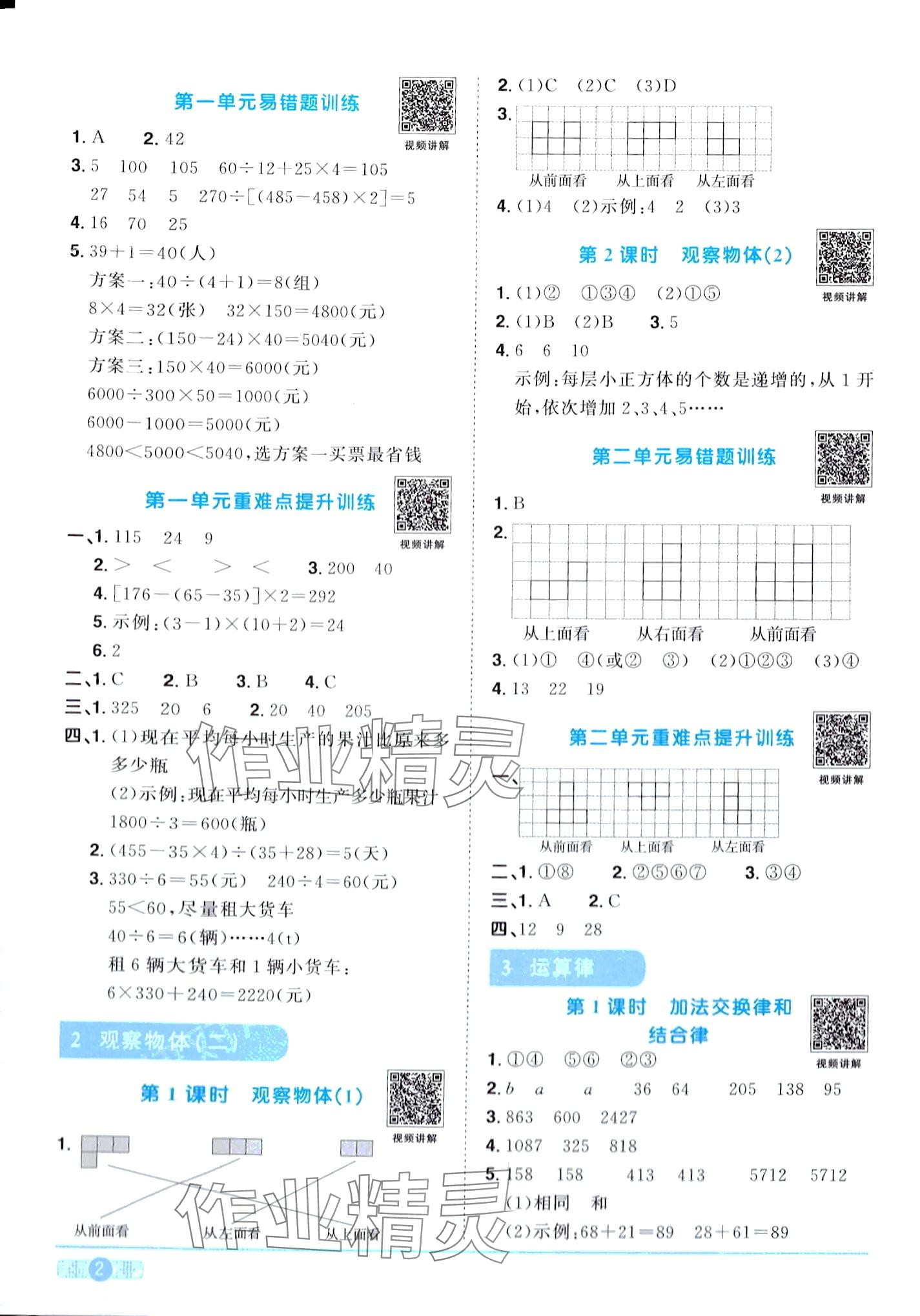 2024年阳光同学课时优化作业四年级数学下册人教版广东专版 第2页