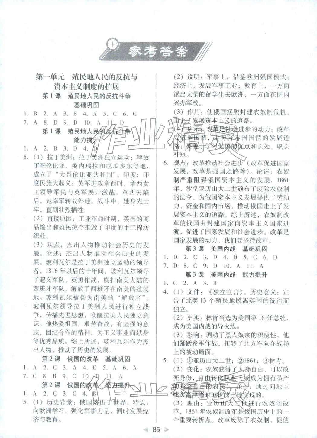 2026年小题速刷九年级历史下册人教版&nbsp;第1页