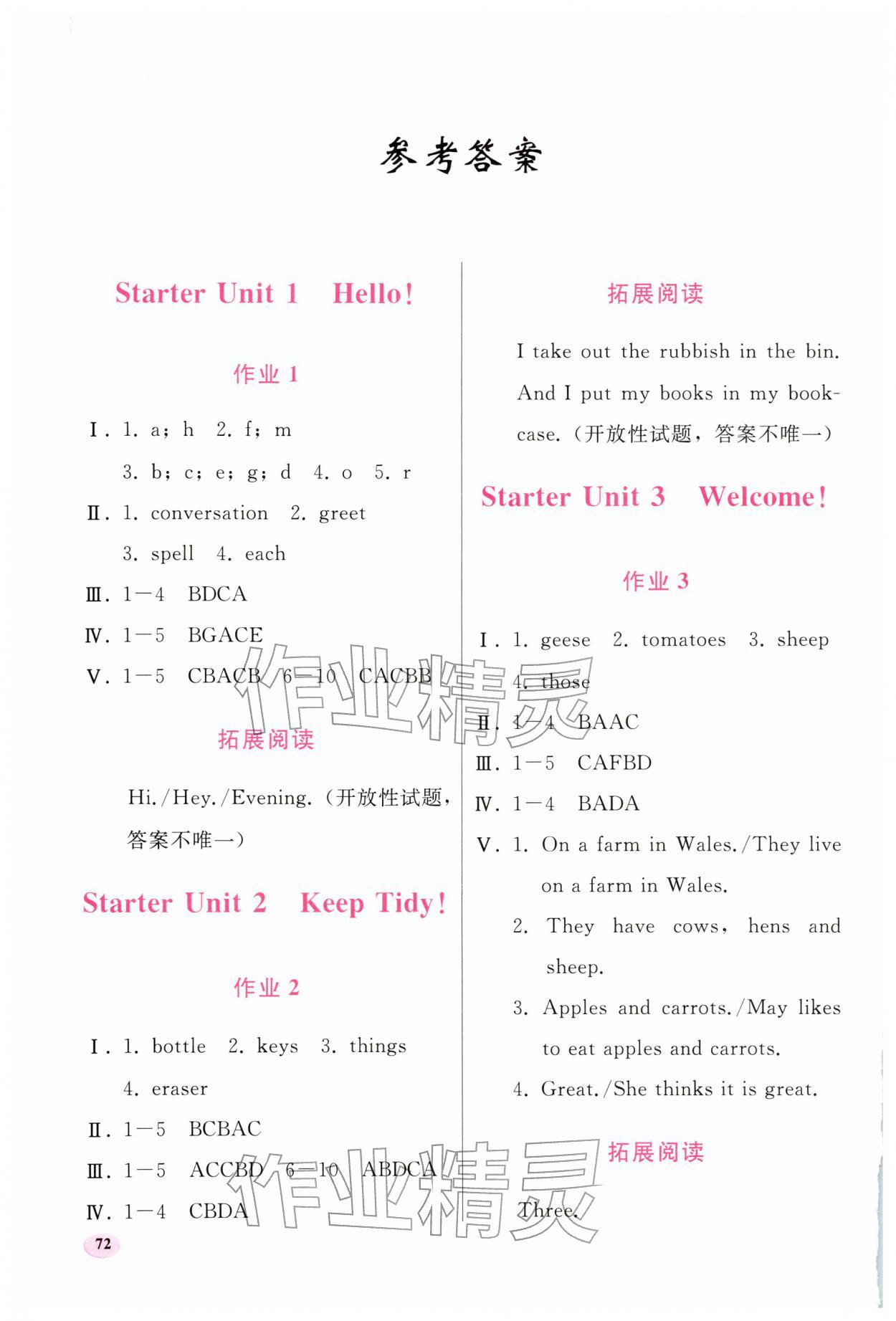 2026年寒假作業(yè)人民教育出版社七年級英語&nbsp;參考答案第1頁
