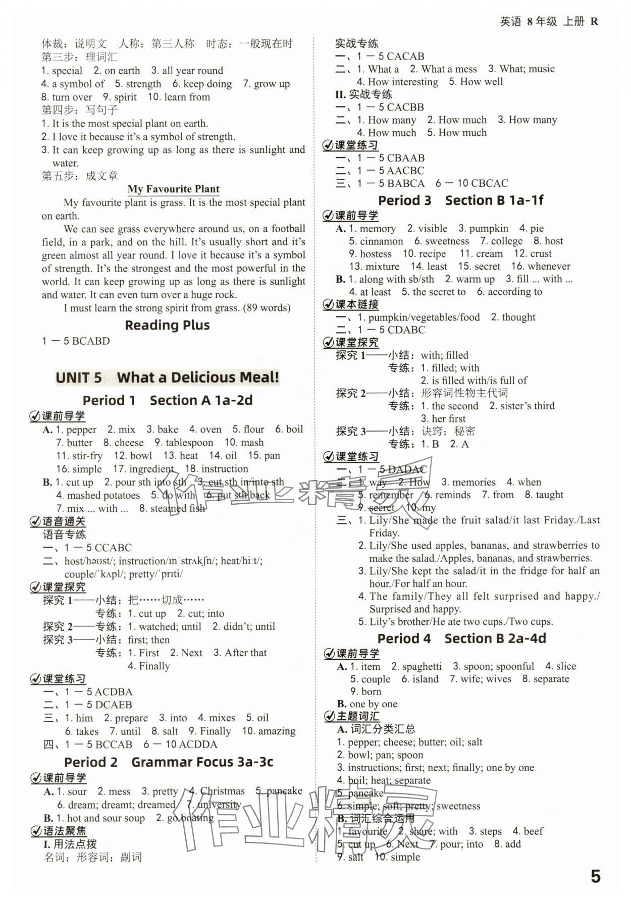 2025年全程突破八年级英语上册人教版 参考答案第5页