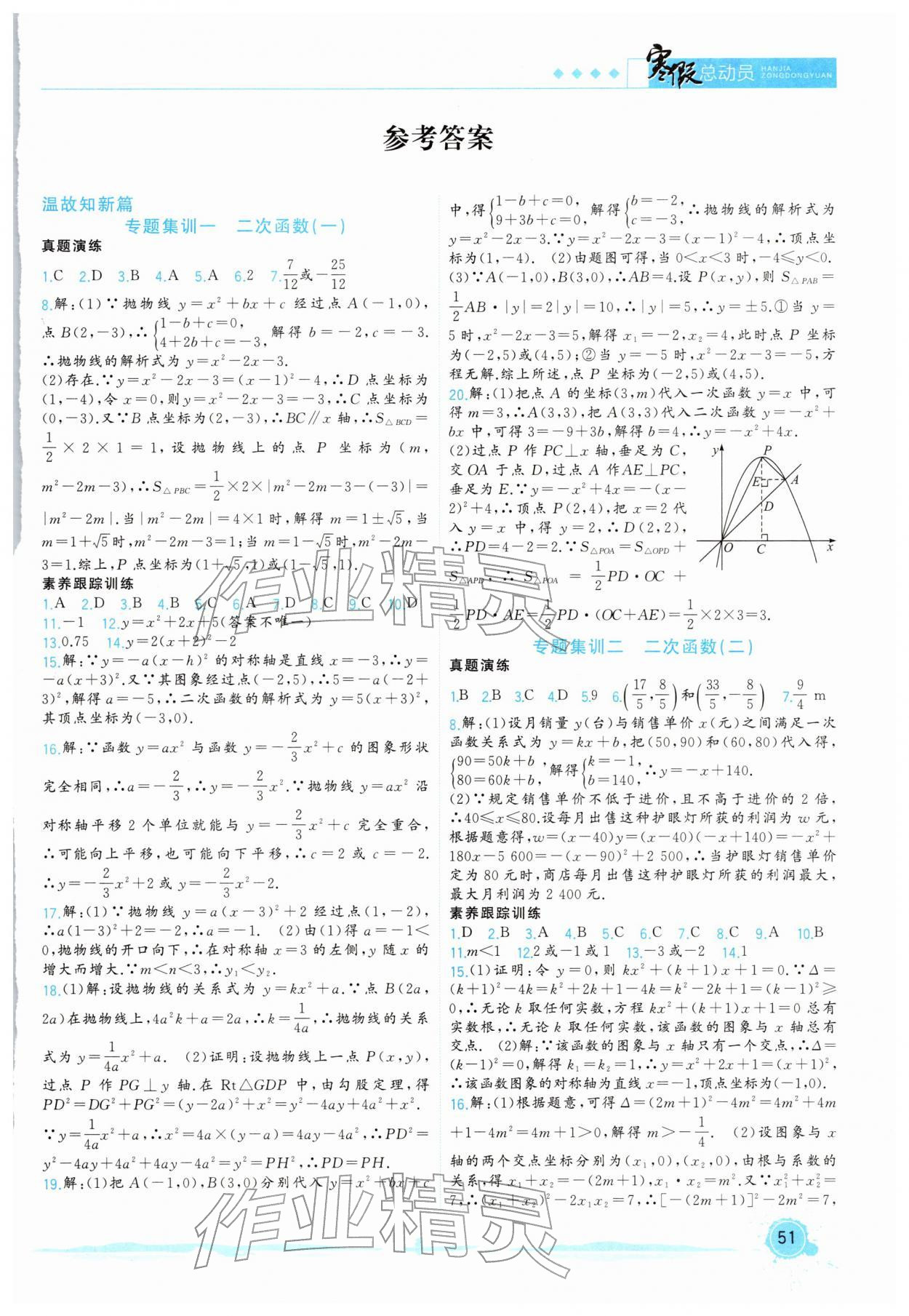 2026年寒假总动员九年级数学沪科版&nbsp;第1页