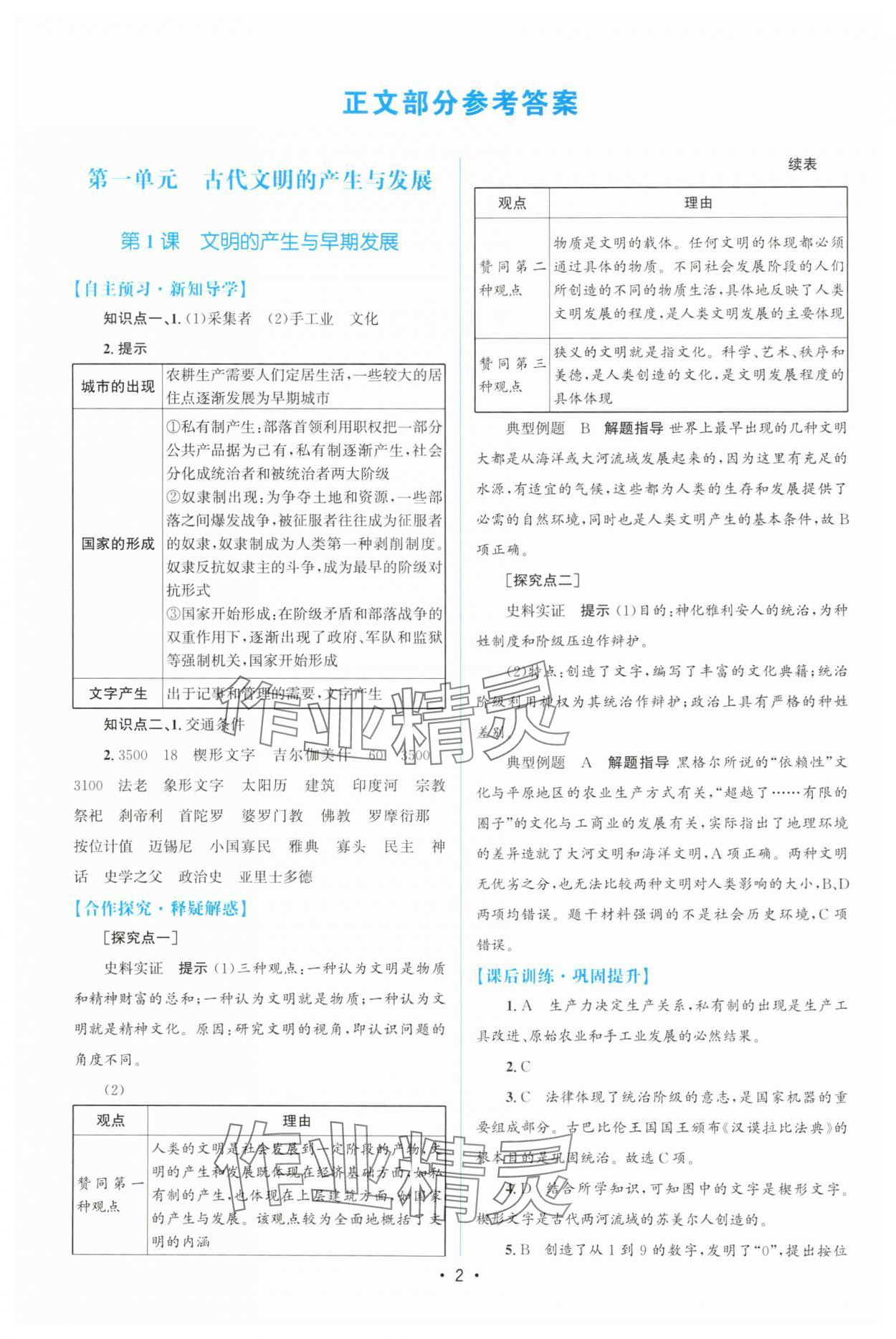 2025年高中同步測控優化設計高一歷史必修下冊人教版增強版 參考答案第1頁