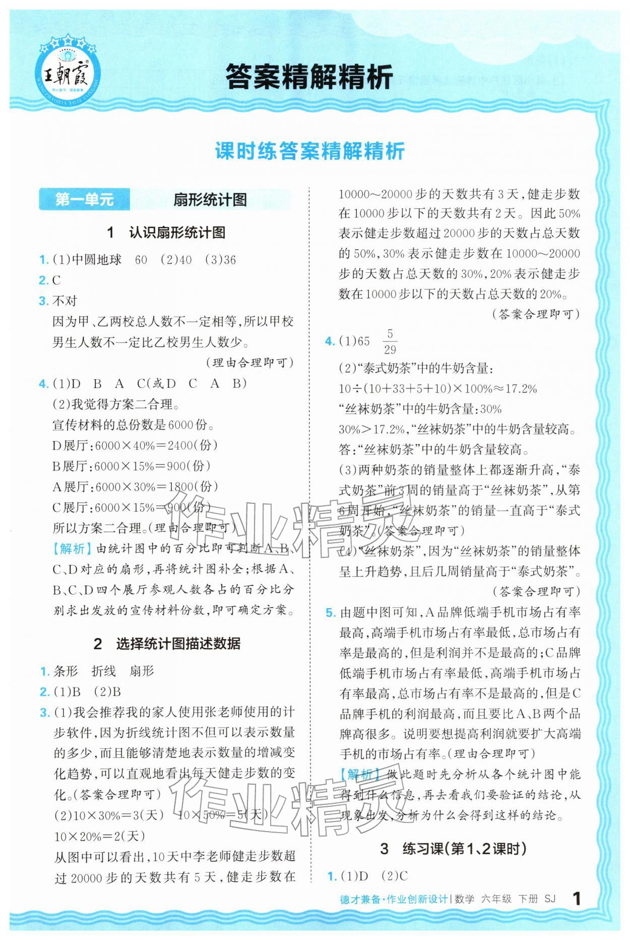 2026年王朝霞德才兼备作业创新设计六年级数学下册苏教版&nbsp;第1页