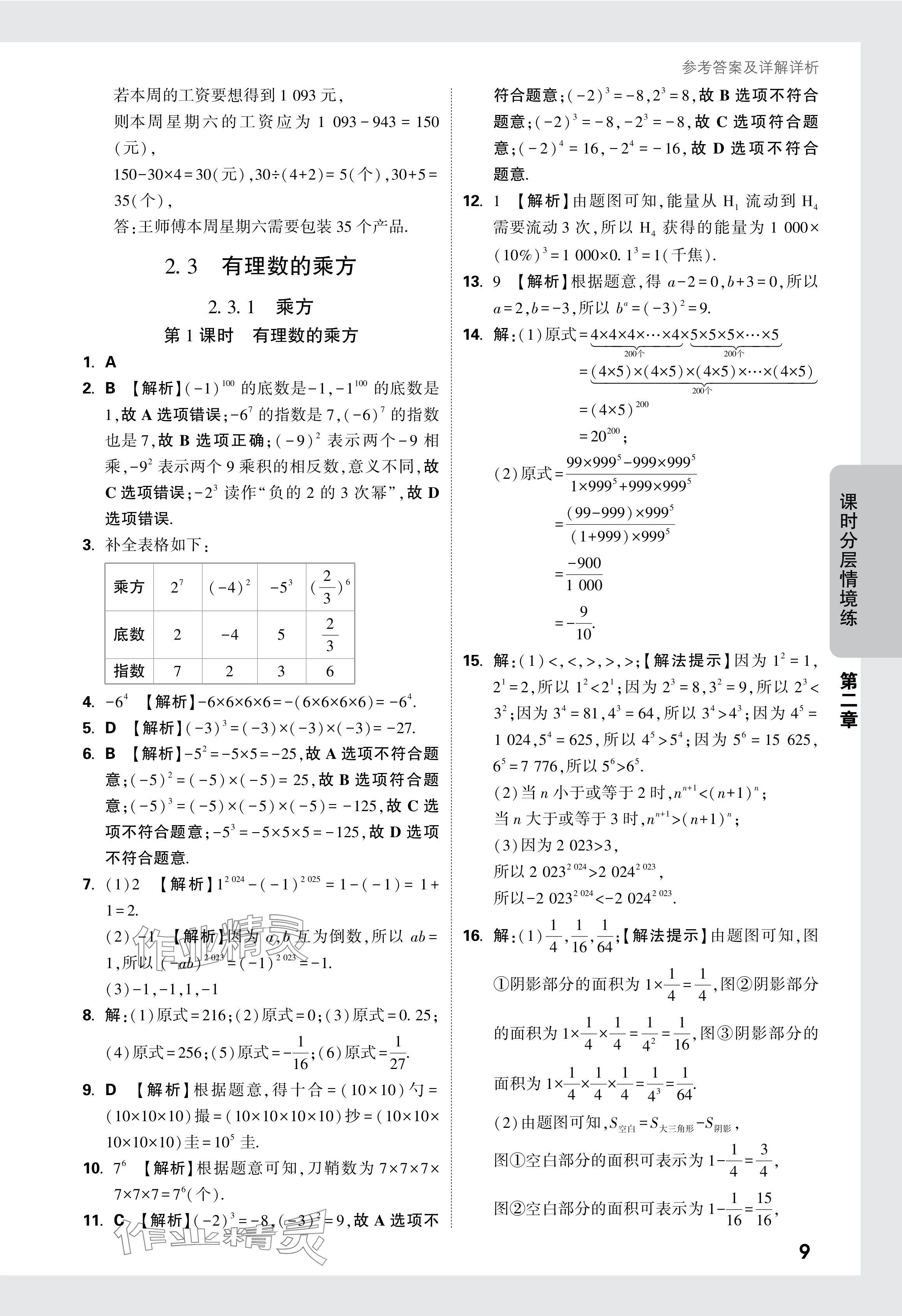 2024年萬唯中考情境題七年級數(shù)學(xué)上冊人教版 參考答案第15頁