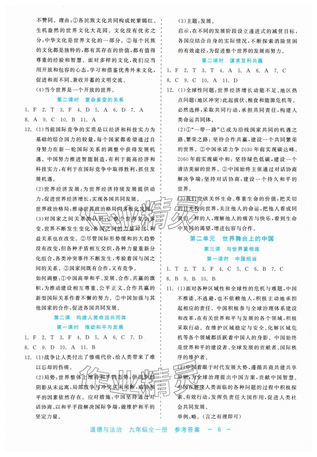 2024年精彩練習(xí)就練這一本九年級道德與法治全一冊人教版評議教輔 第6頁