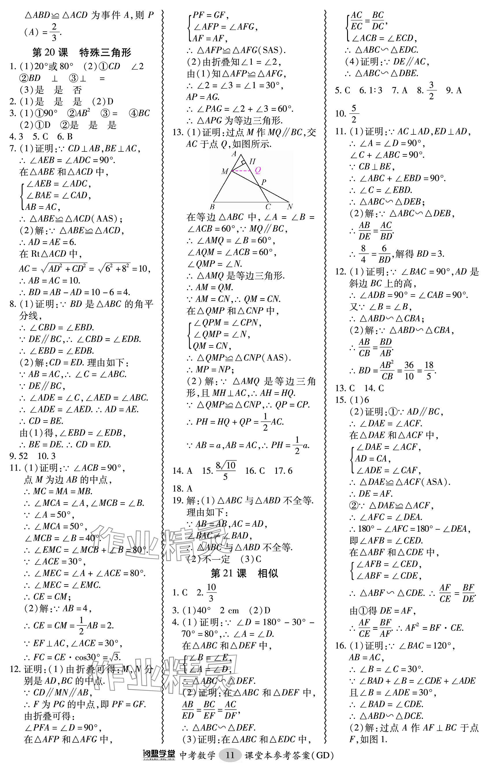 2024年零障礙中考數(shù)學(xué)廣東專版 參考答案第11頁