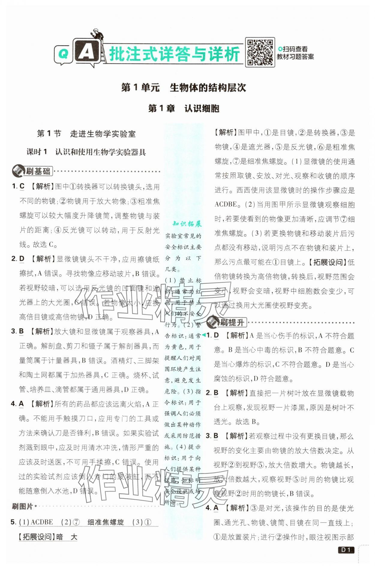 2025年初中必刷題七年級生物上冊蘇教版 第1頁