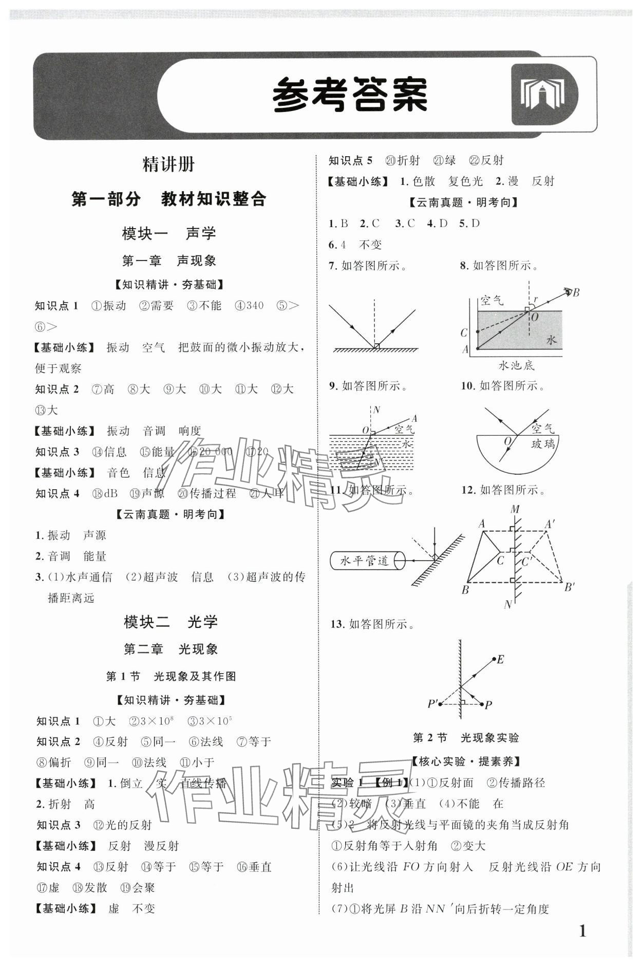 2025年中考新突破物理云南專版 參考答案第1頁