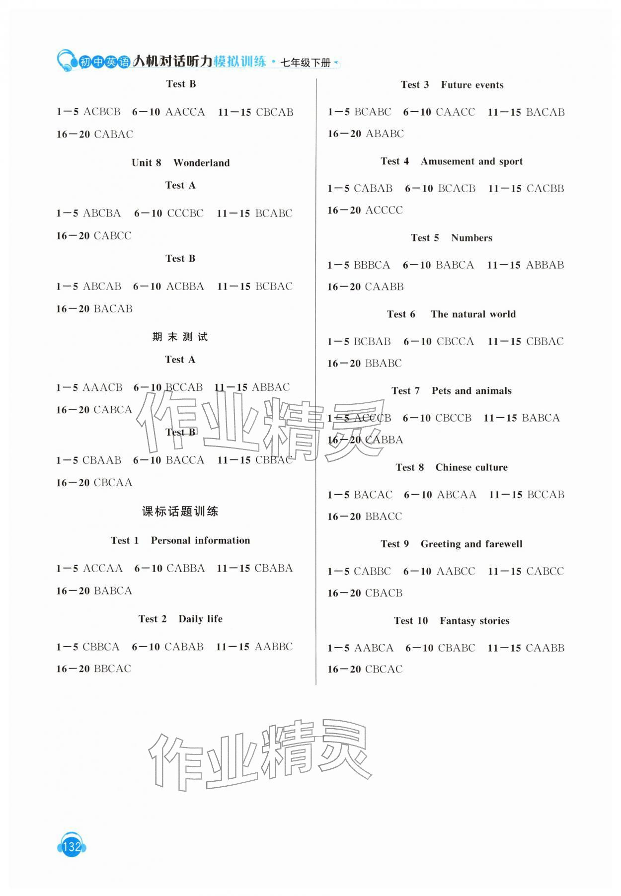 2026年人机对话听力模拟训练七年级英语下册译林版&nbsp;第2页