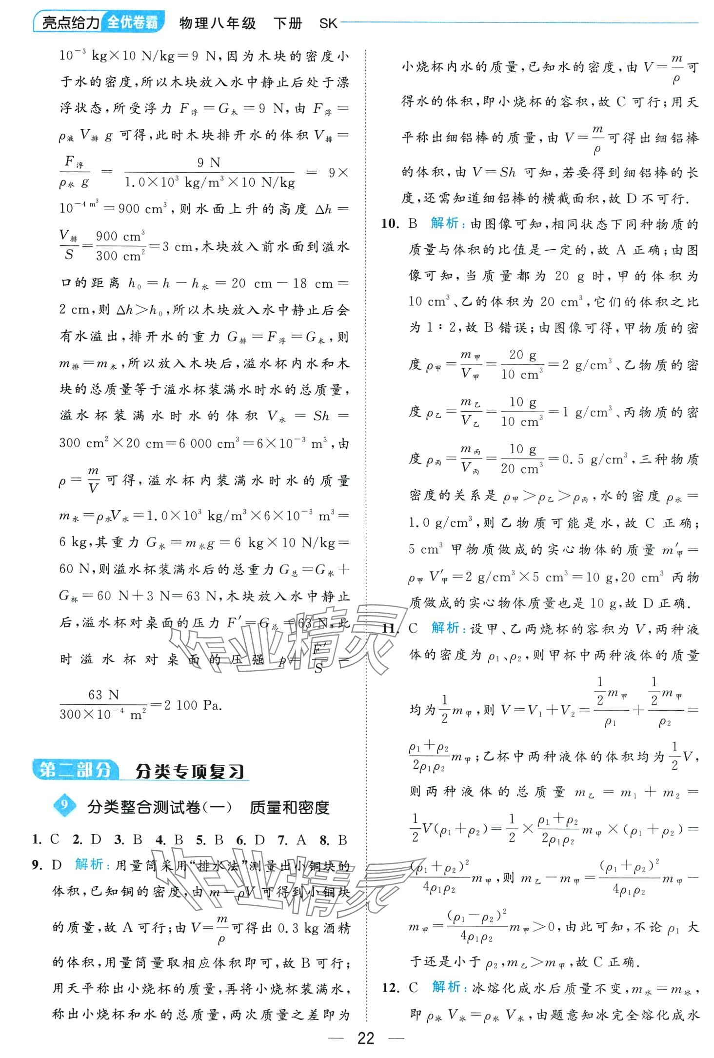 2024年亮點(diǎn)給力全優(yōu)卷霸八年級(jí)物理下冊(cè)蘇科版 第22頁