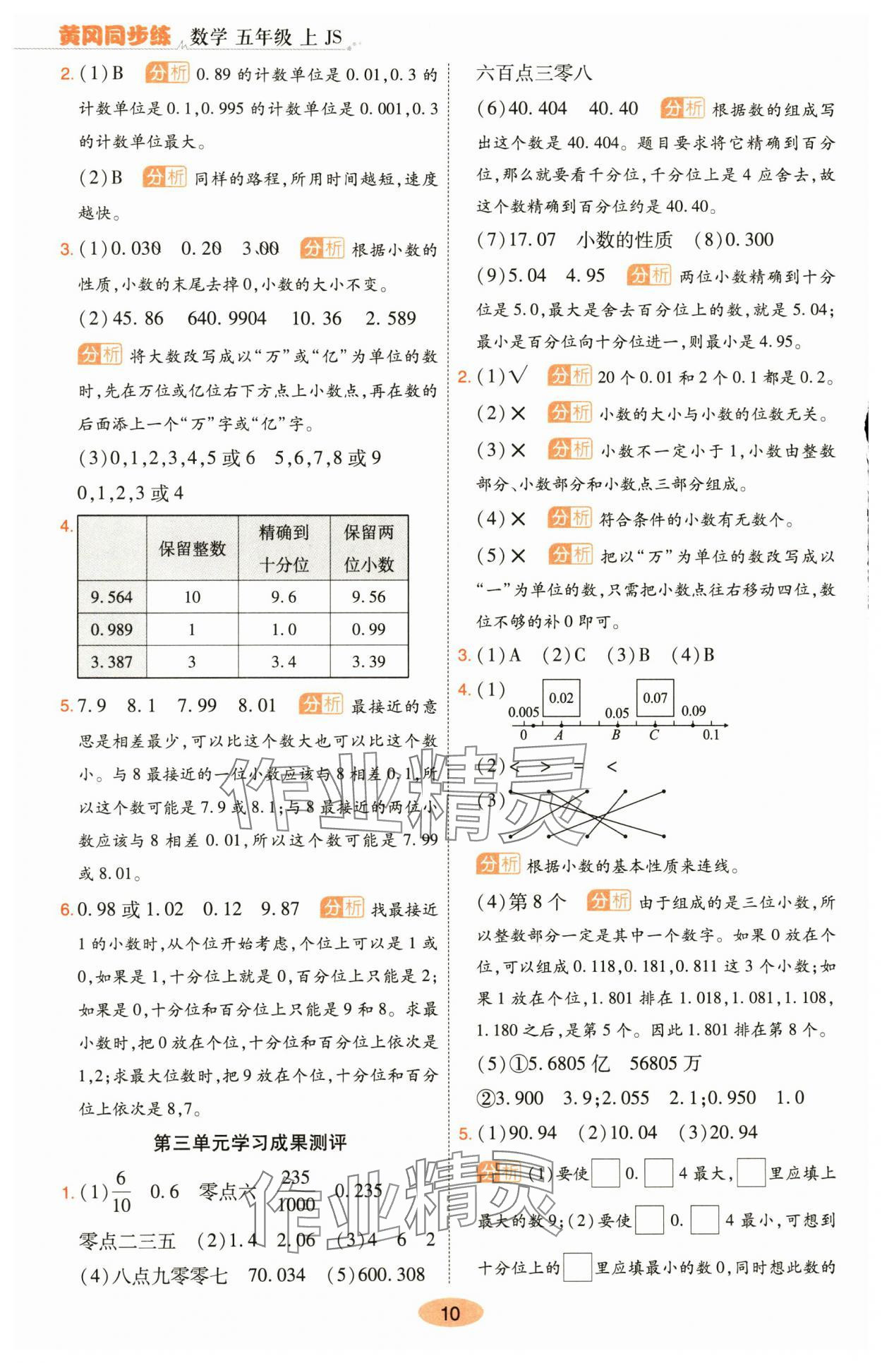 2025年黃岡同步練一日一練五年級數(shù)學(xué)上冊蘇教版&nbsp;參考答案第10頁