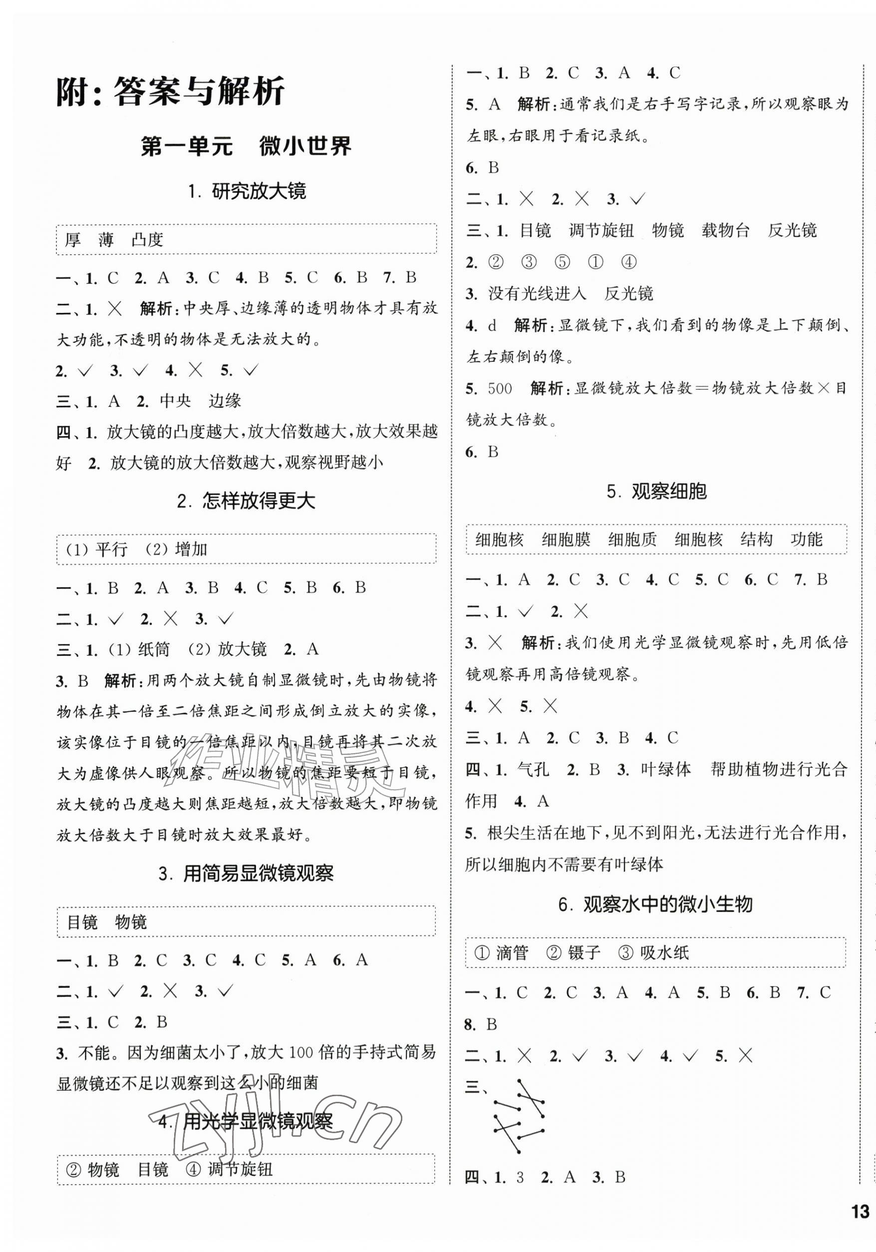 2026年课时分层作业五年级科学上册教科版&nbsp;第1页