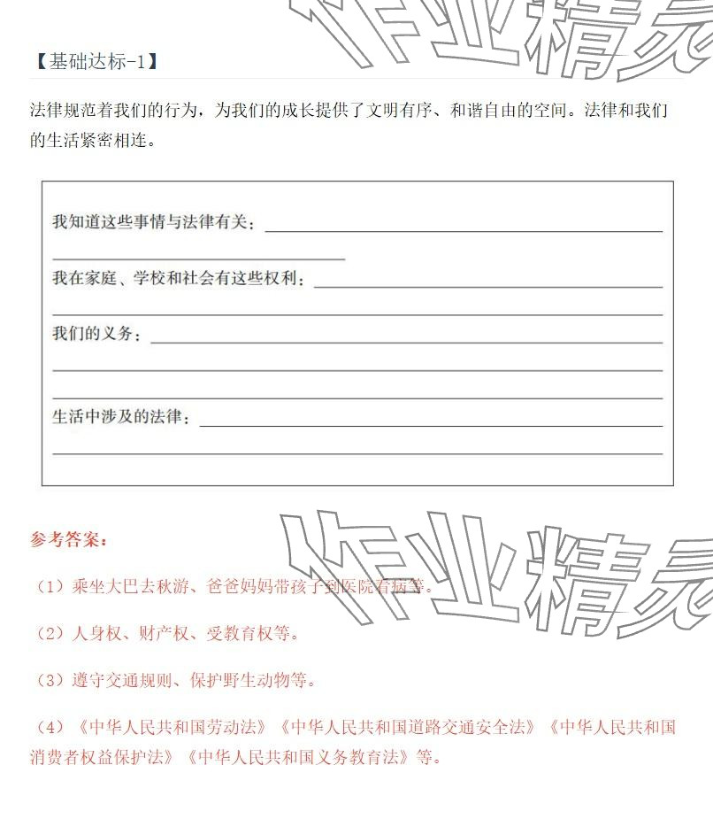 2025年同步实践评价课程基础训练湖南少年儿童出版社六年级道德与法治上册人教版 参考答案第1页