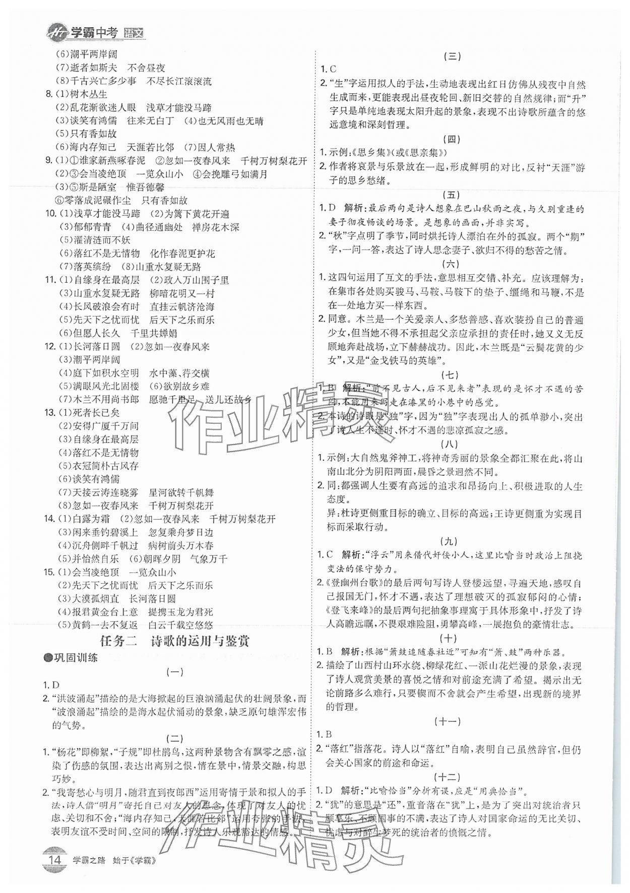2025年翰庭學霸語文中考廣東專版 參考答案第13頁