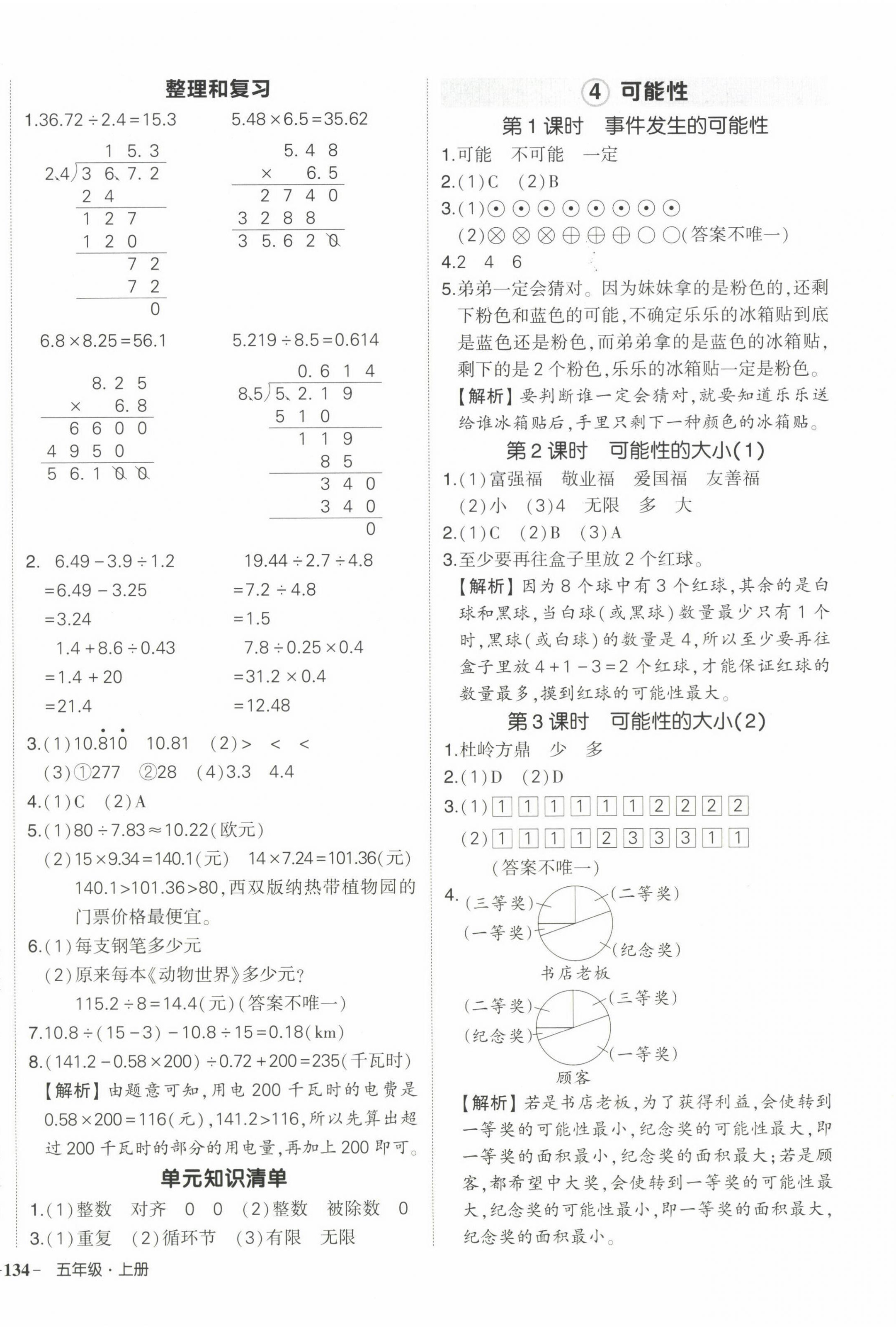 2024年状元成才路创优作业100分五年级数学上册人教版海南专版 参考答案第8页