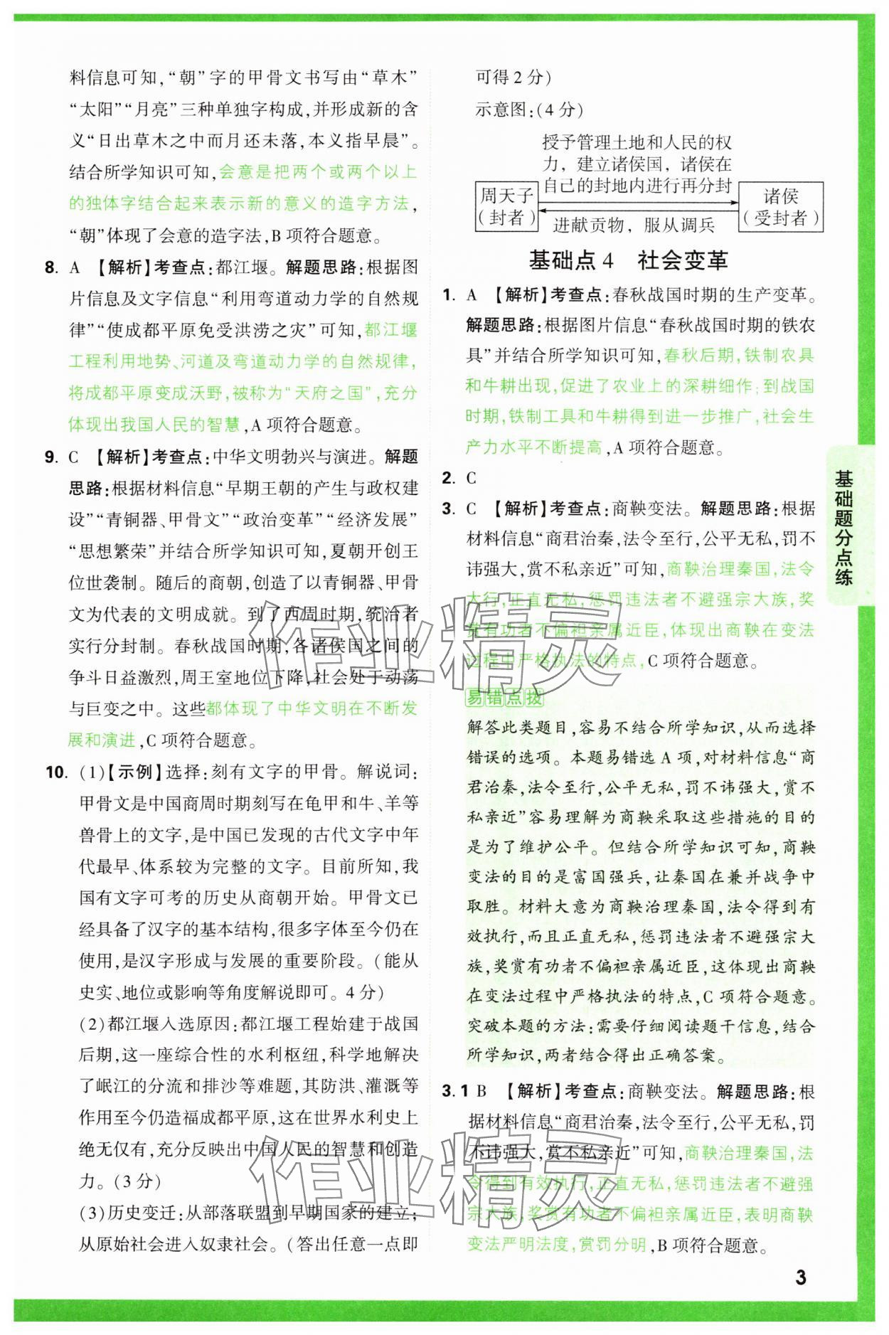 2025年萬唯中考基礎(chǔ)題歷史 參考答案第3頁