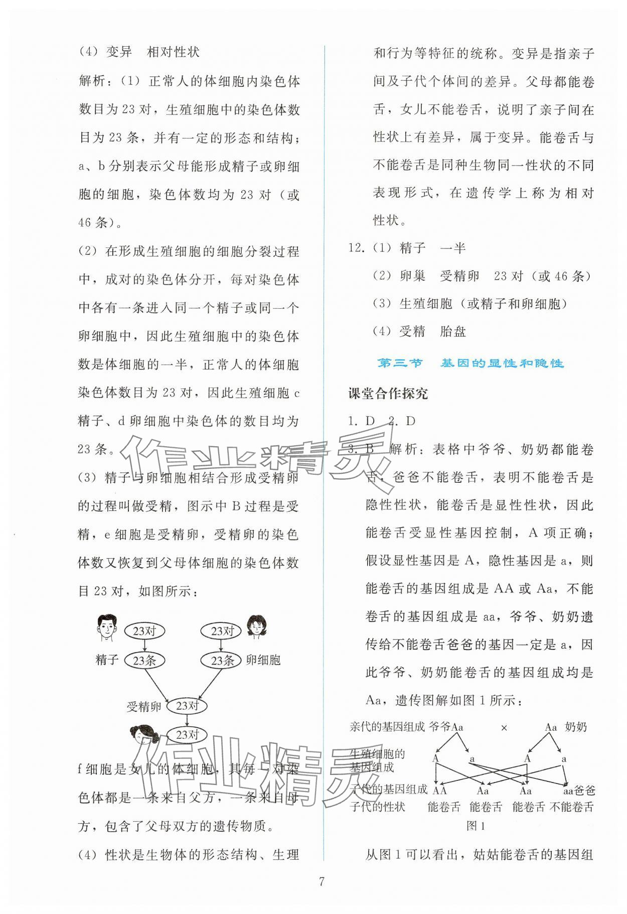 2025年同步輕松練習八年級生物下冊人教版 參考答案第6頁