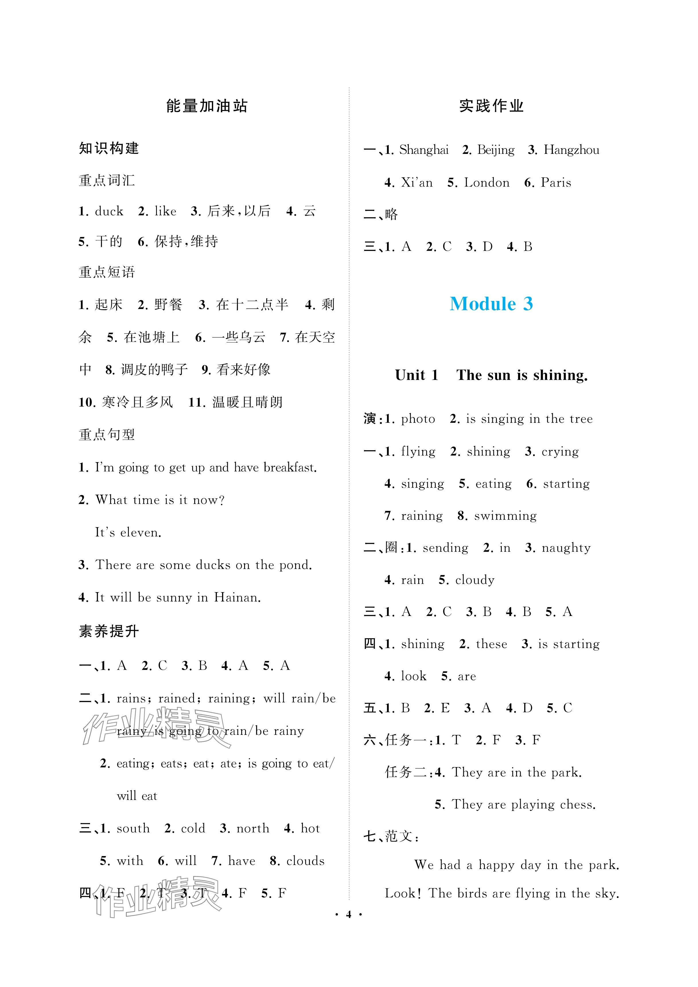 2025年新課程學習指導海南出版社六年級英語下冊外研版&nbsp;參考答案第4頁