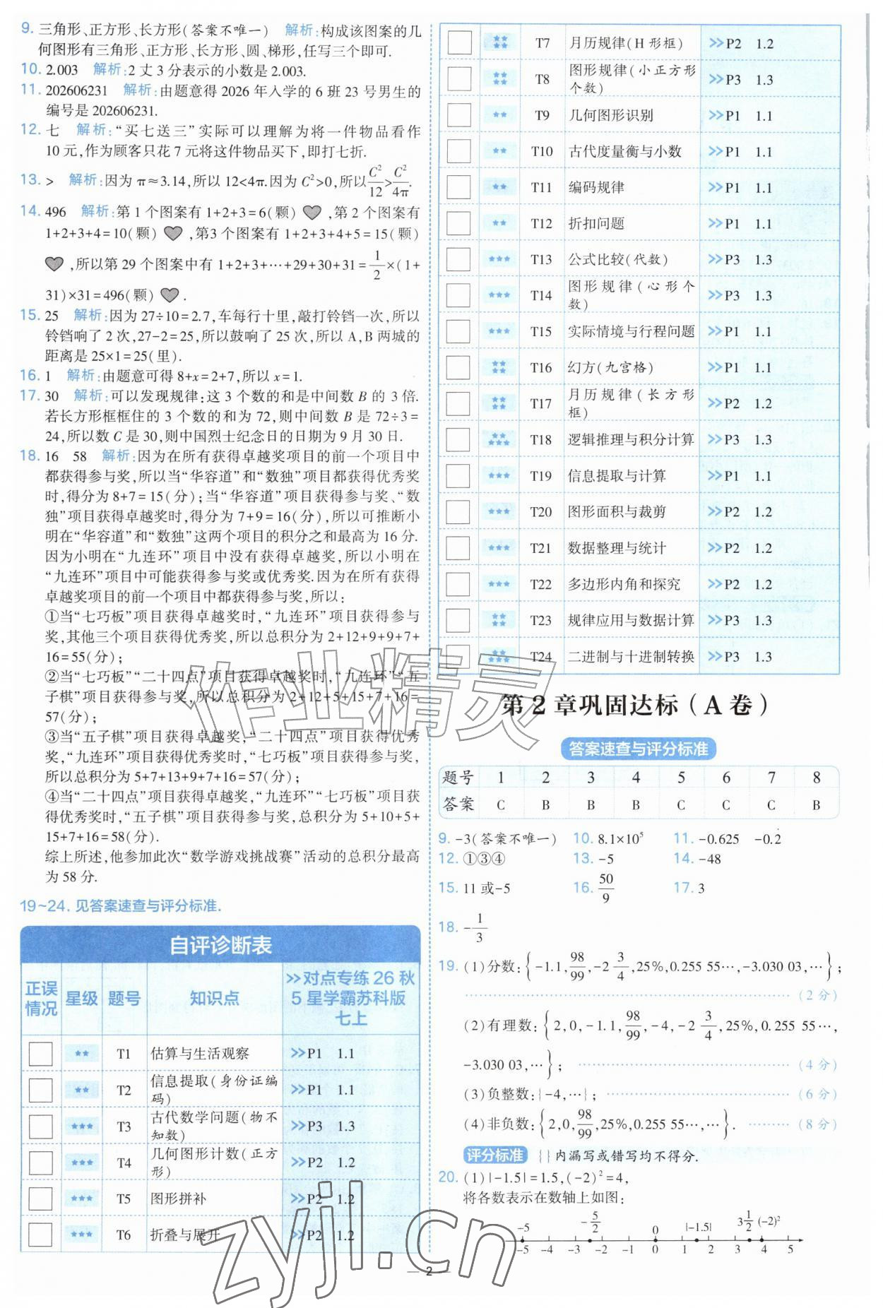 2026年学霸提优大试卷七年级数学上册苏科版&nbsp;第2页