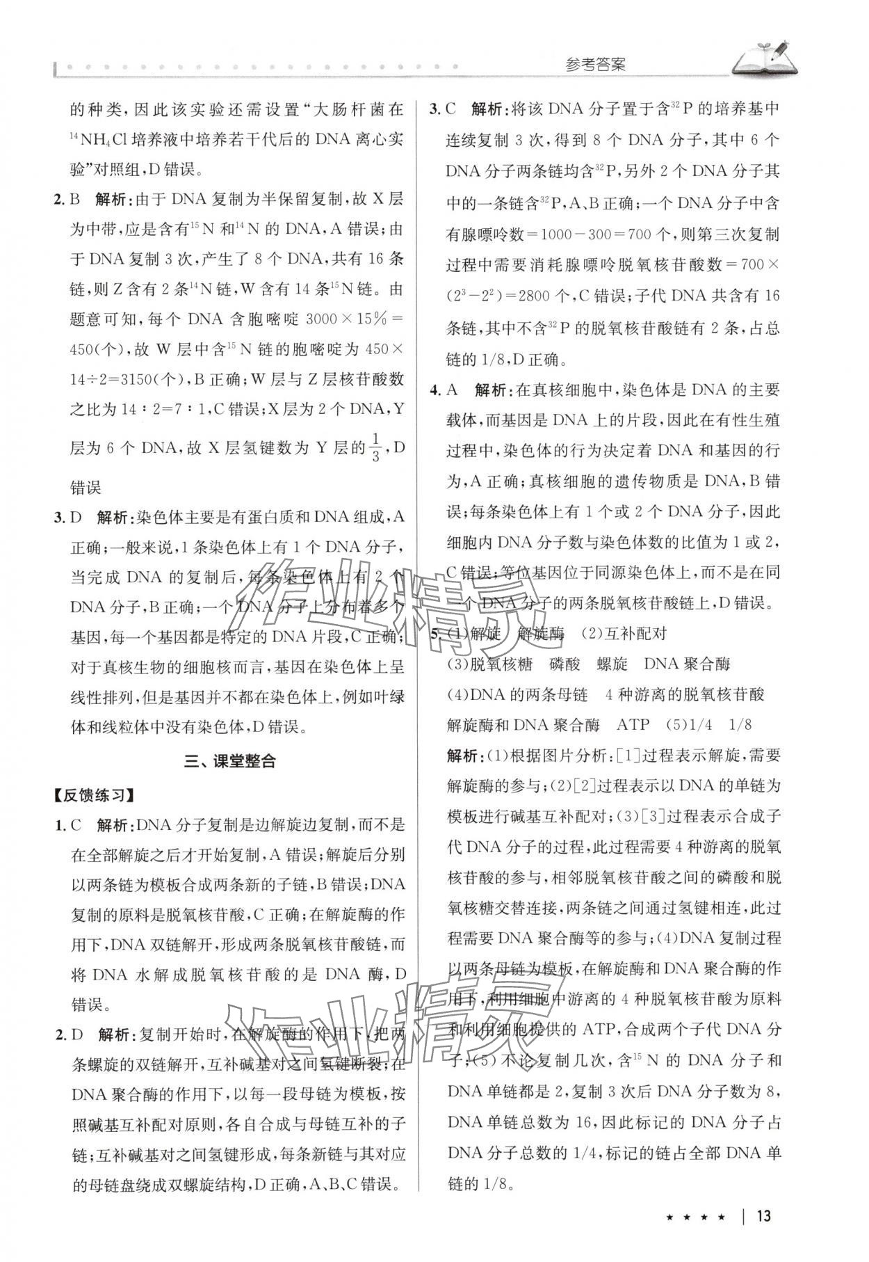 2025年墨池新學堂高中生物必修2人教版 參考答案第13頁