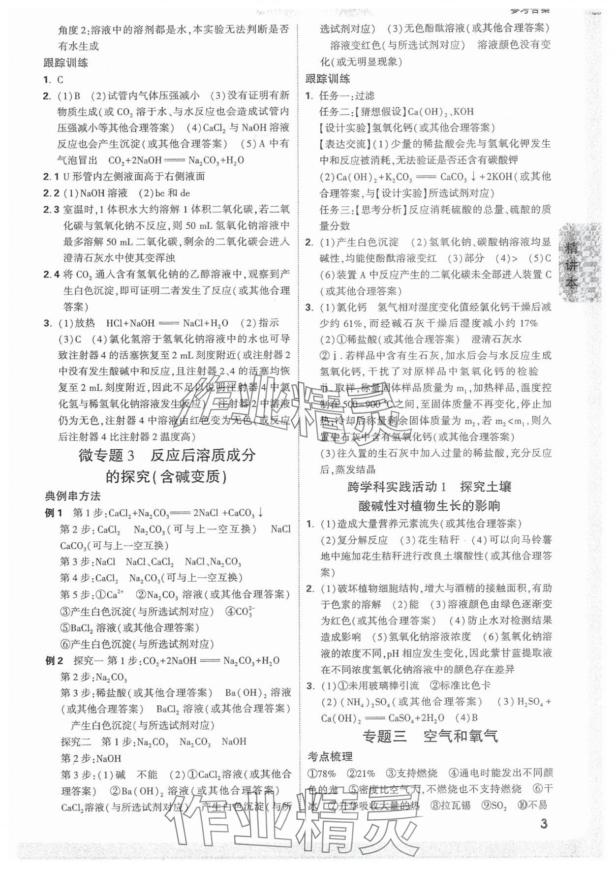 2025年萬唯中考試題研究化學福建專版 參考答案第3頁