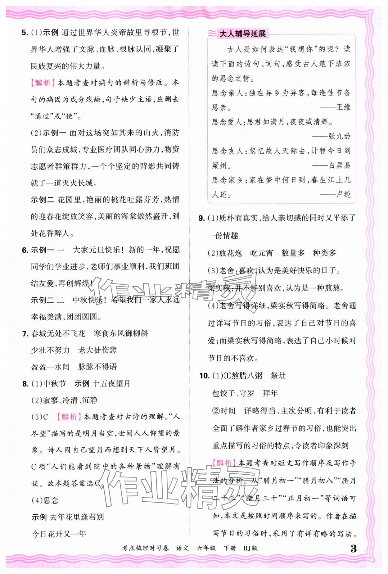2025年王朝霞考點梳理時習卷六年級語文下冊人教版 第3頁