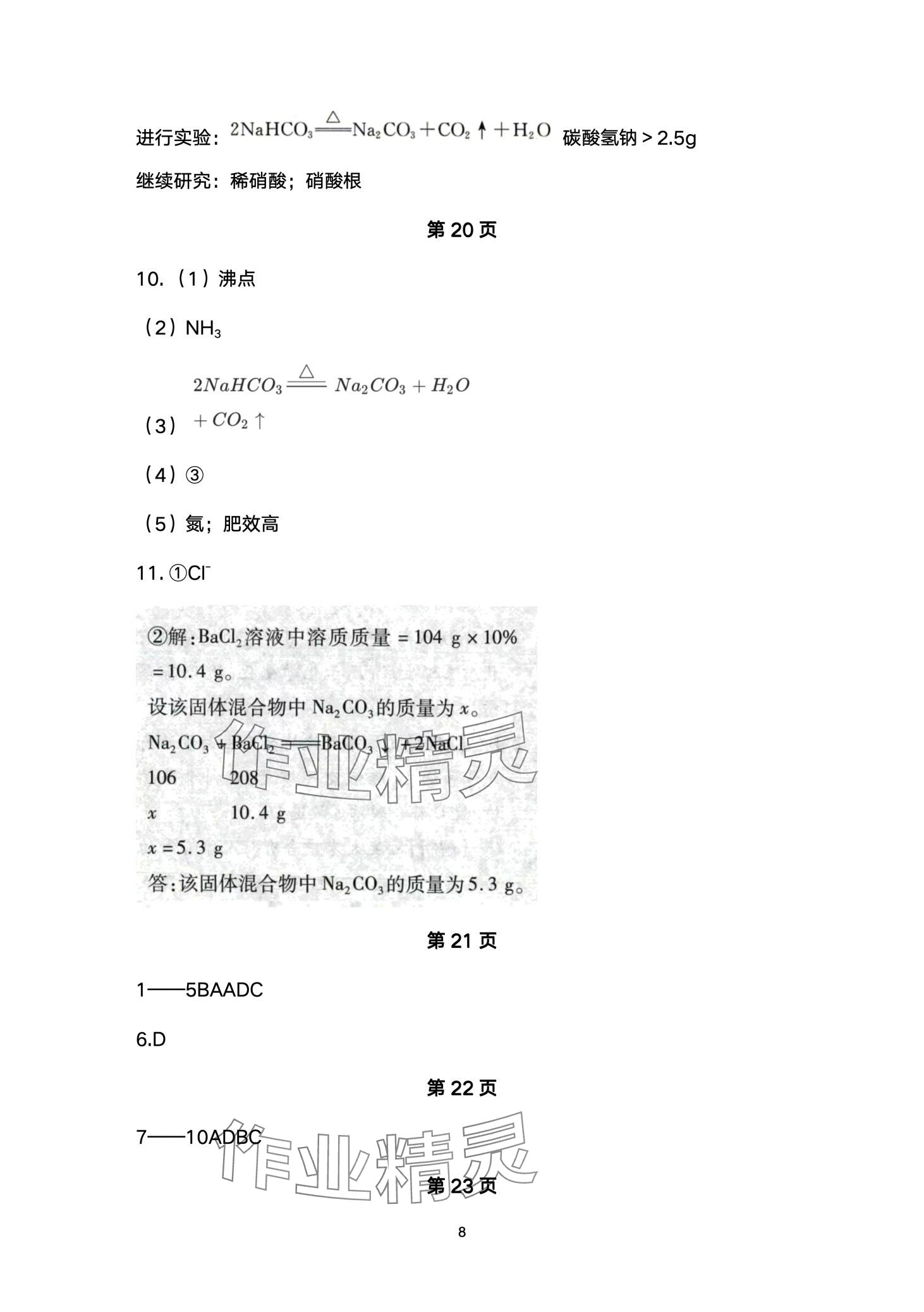 2024年同步練習(xí)冊配套檢測卷九年級化學(xué)下冊魯教版煙臺專版五四制 第8頁