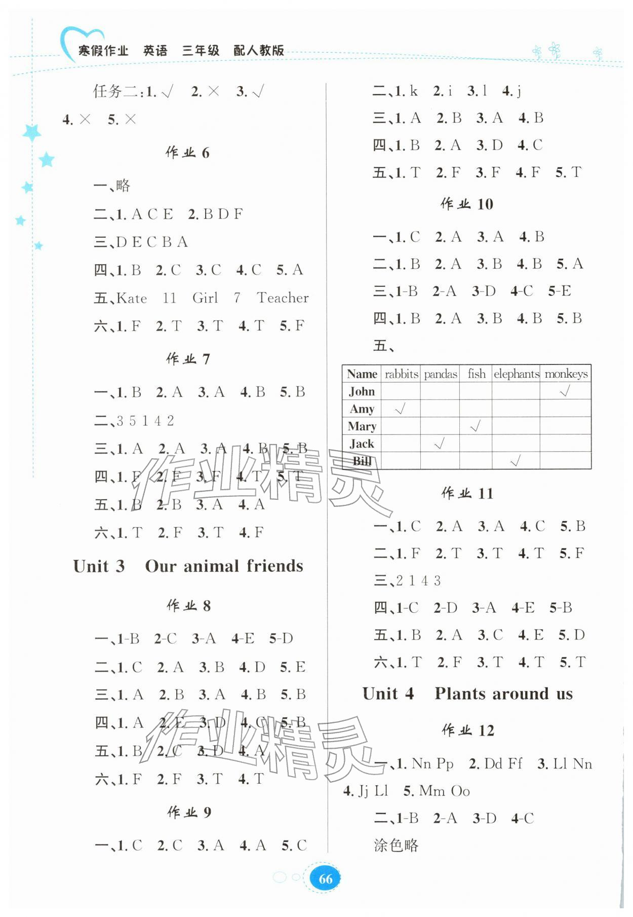 2026年寒假作业贵州人民出版社三年级英语人教版&nbsp;第2页