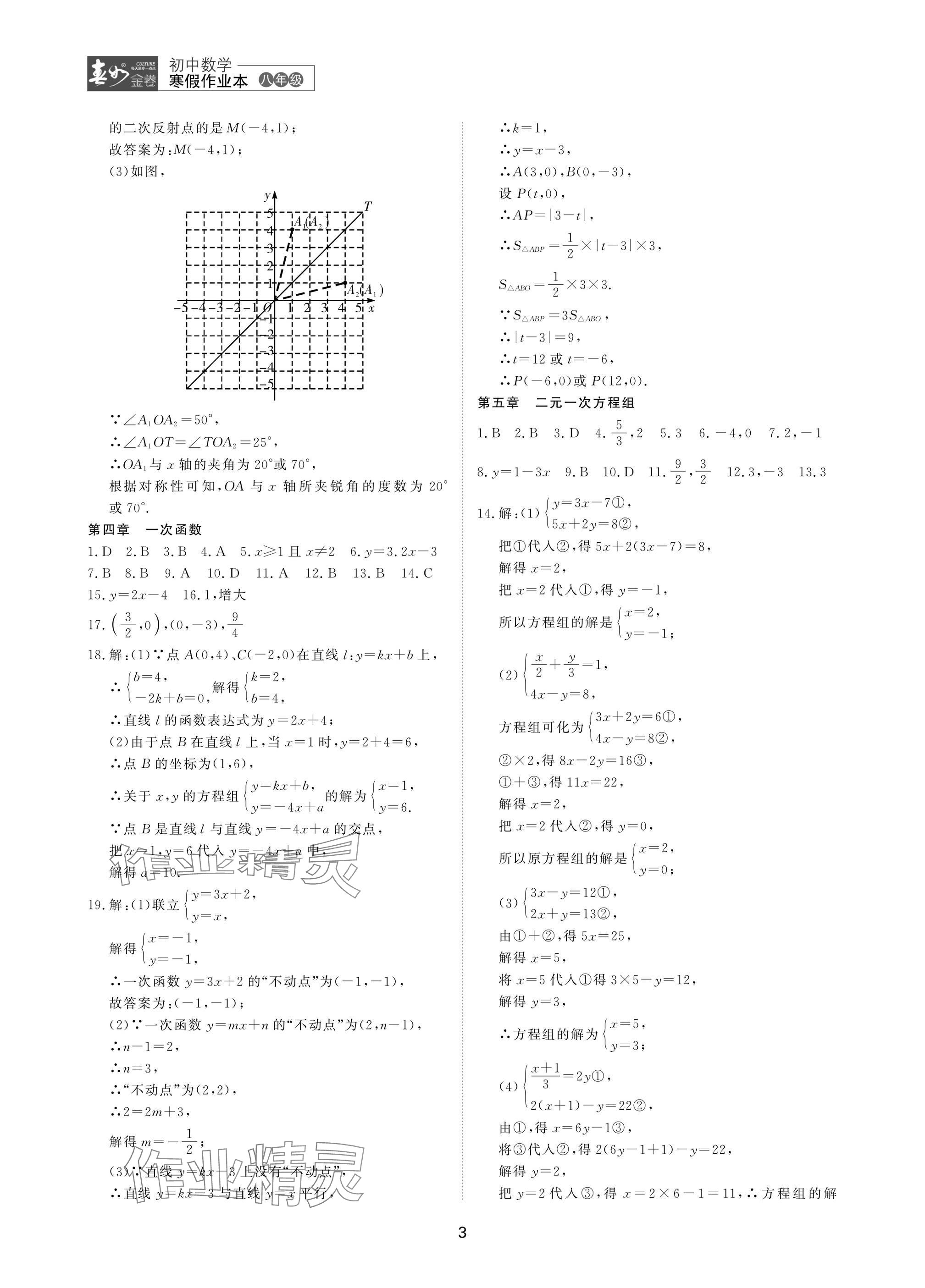 2025年春如金卷數(shù)學(xué)寒假作業(yè)本八年級(jí) 參考答案第3頁