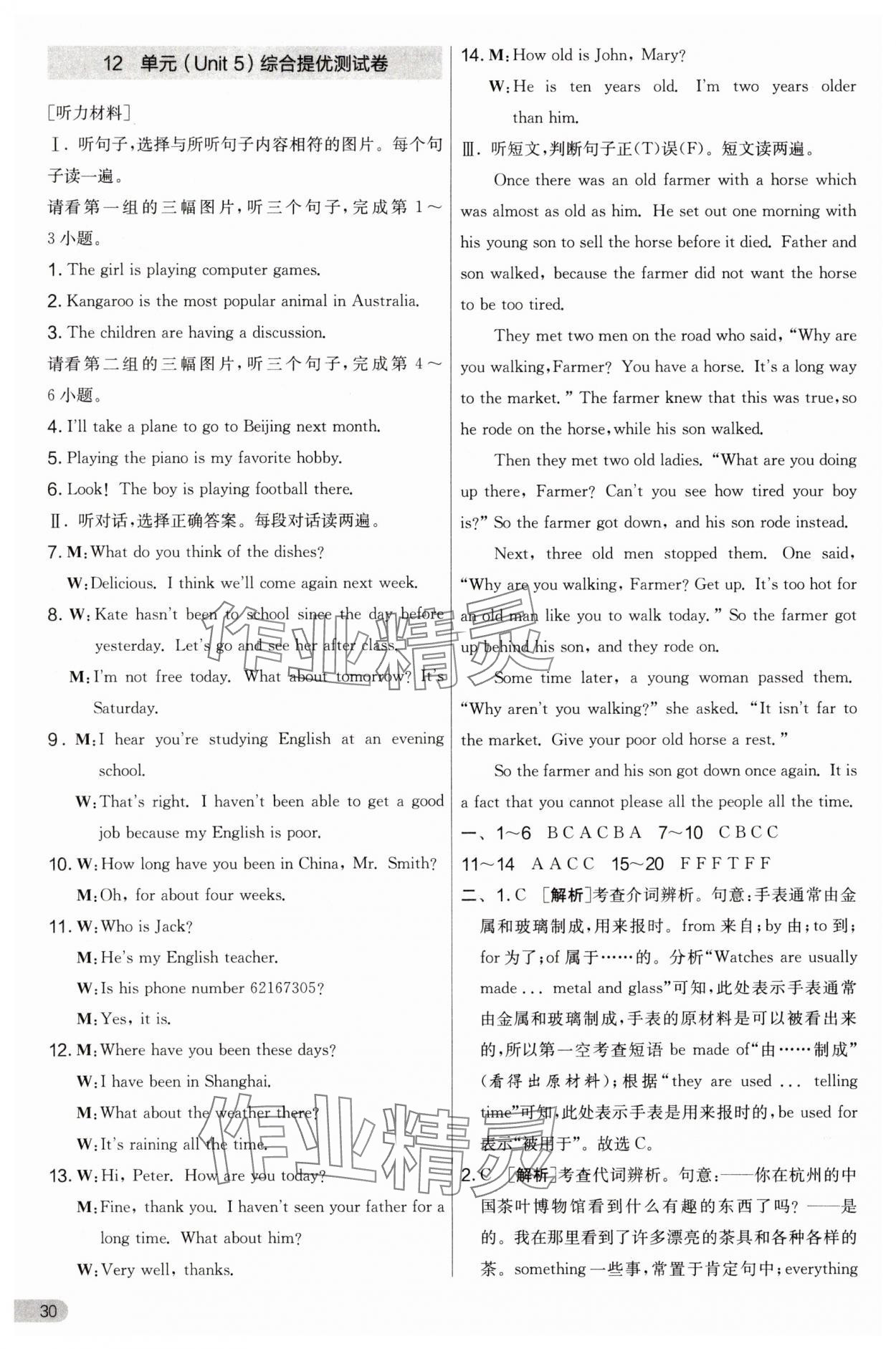 2024年實驗班提優(yōu)大考卷九年級英語全一冊人教版 第30頁