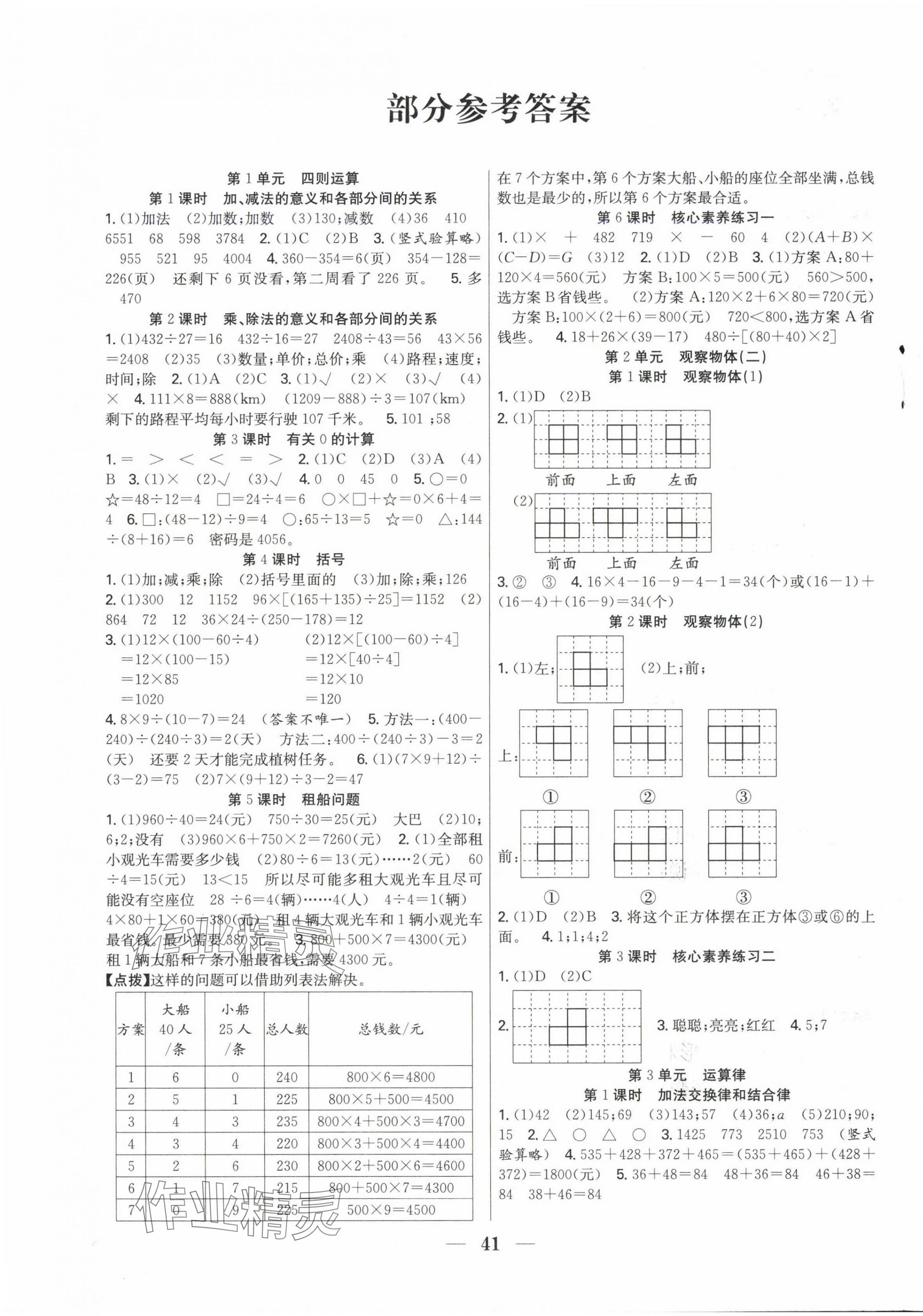 2025年七天學練考四年級數學下冊人教版 第1頁