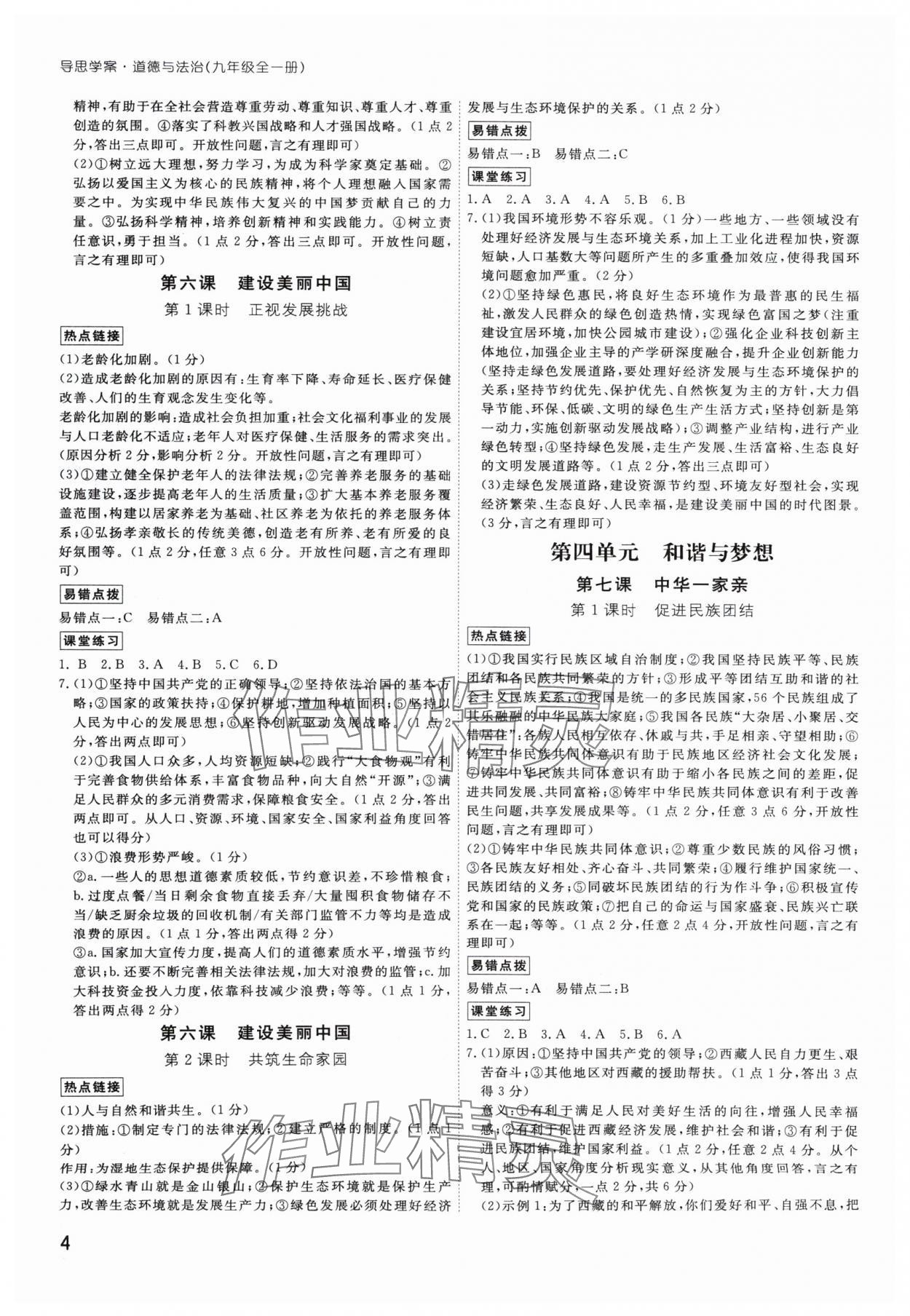 2024年導(dǎo)思學(xué)案九年級(jí)道德與法治全一冊(cè)人教版深圳專版 第4頁