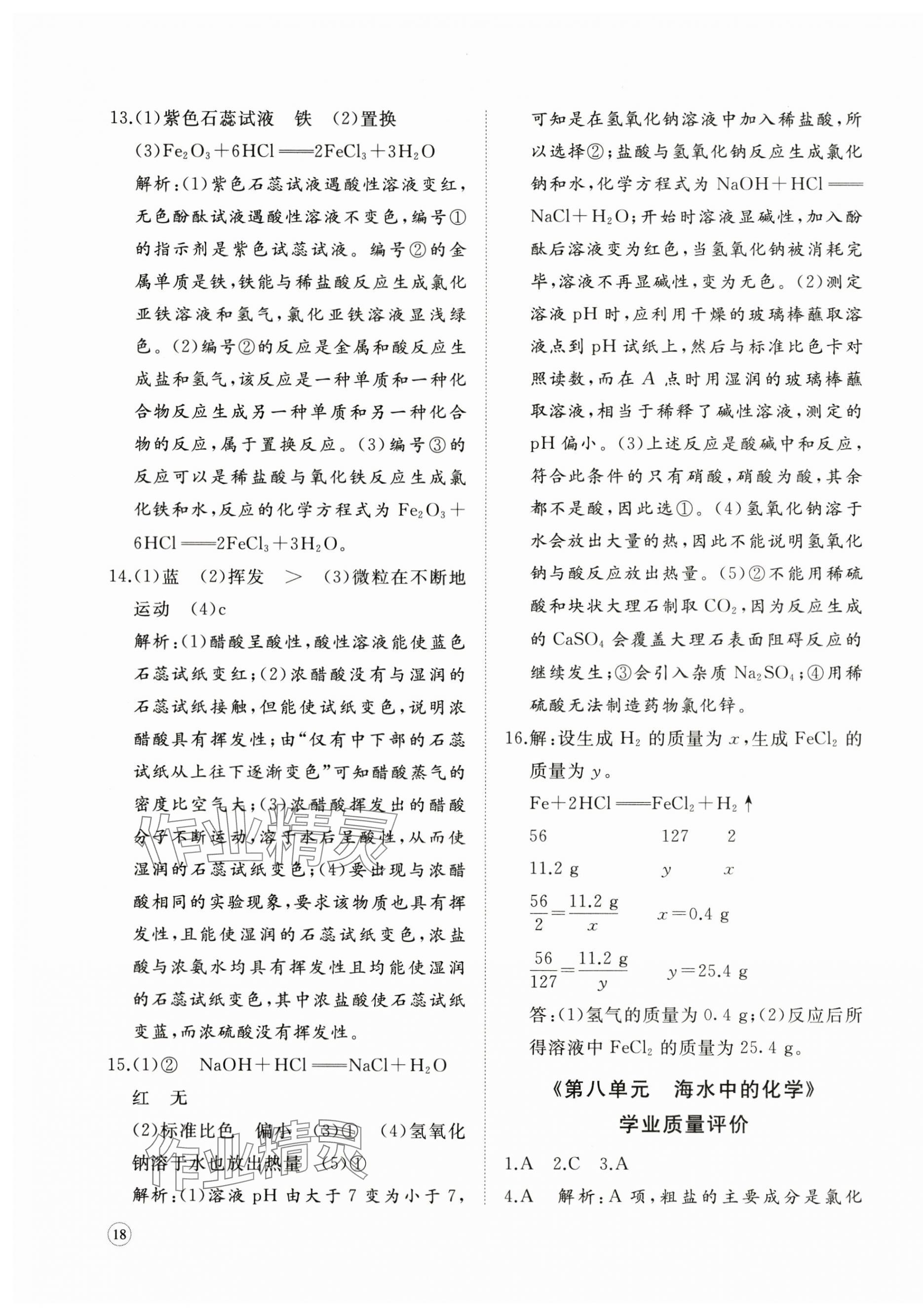 2024年精練課堂分層作業(yè)九年級化學下冊人教版 第3頁