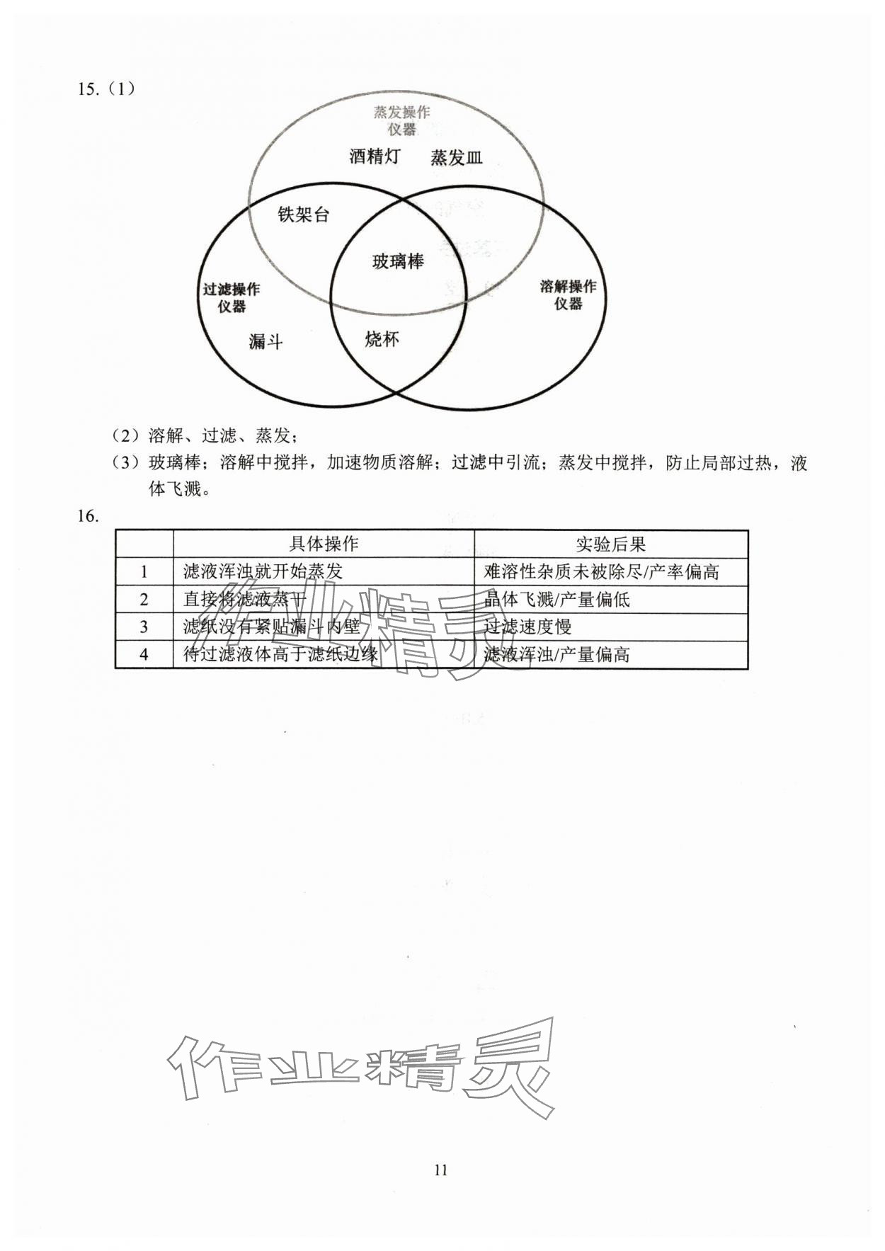 2024年雙基過關(guān)堂堂練八年級化學(xué)滬教版五四制 參考答案第11頁