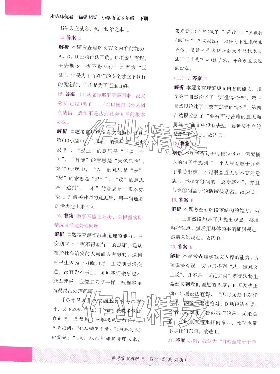 2024年木頭馬優(yōu)卷六年級(jí)語(yǔ)文下冊(cè)人教版福建專(zhuān)版 第13頁(yè)