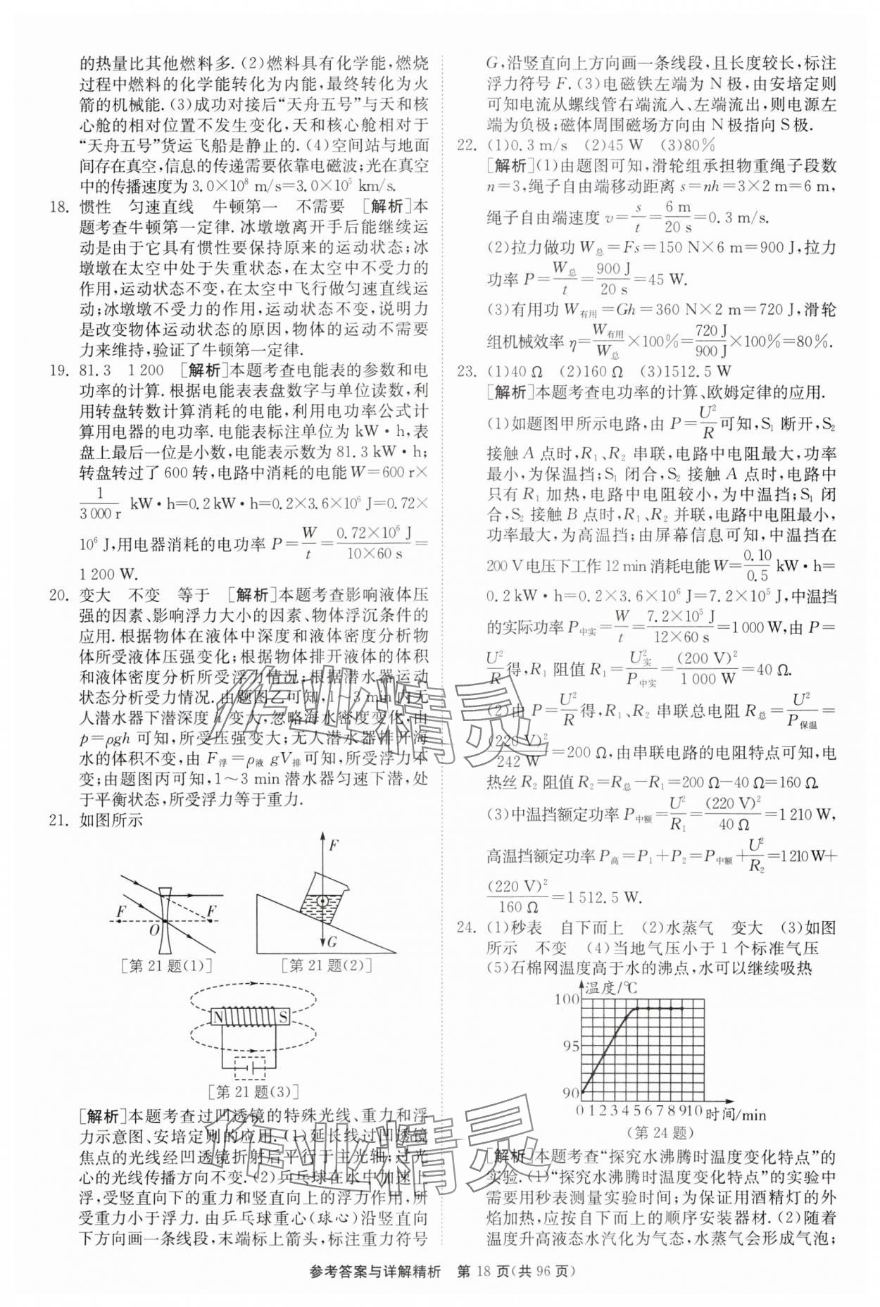 2024年中考復(fù)習(xí)制勝金卷物理揚(yáng)州專版 參考答案第18頁