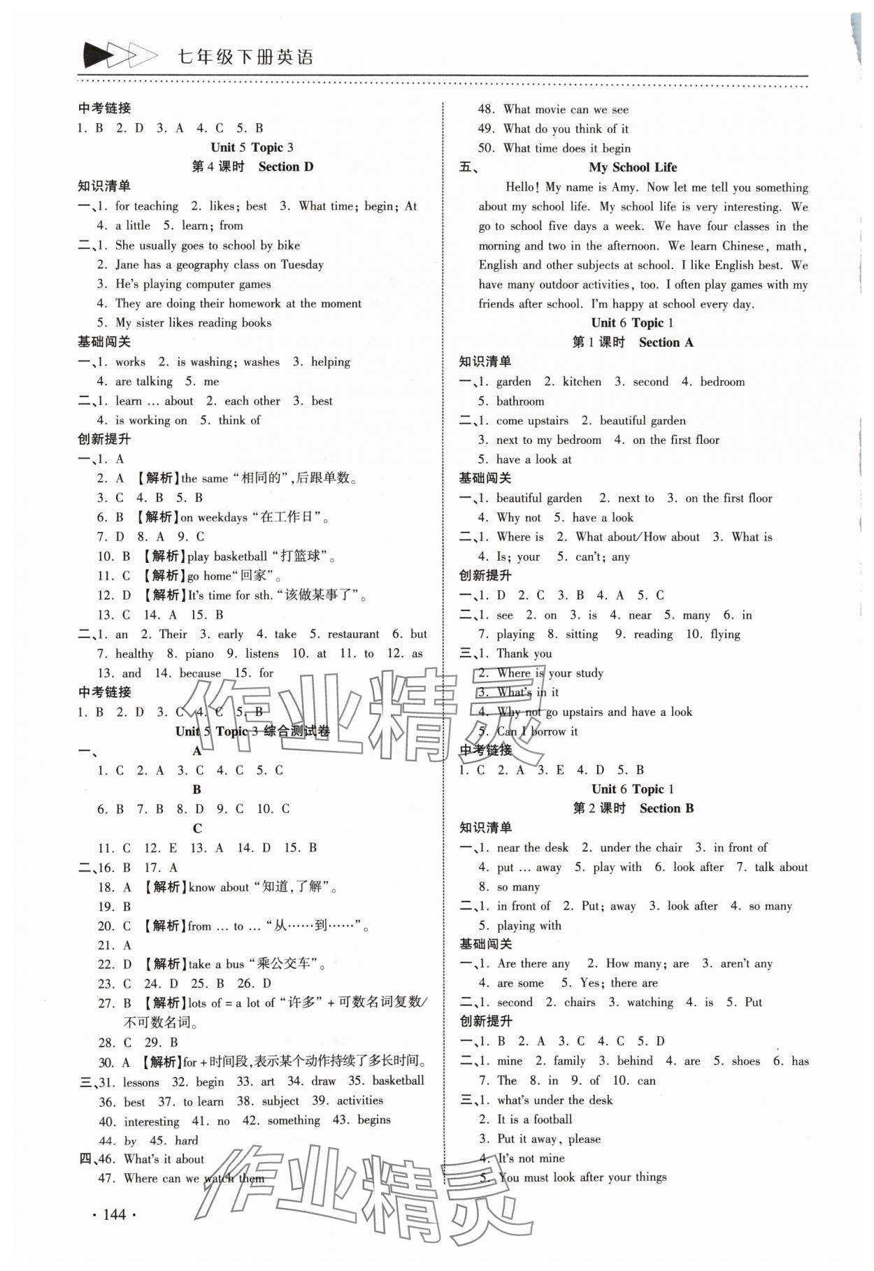 2024年提速學(xué)習(xí)七年級英語下冊課標(biāo)版 參考答案第4頁