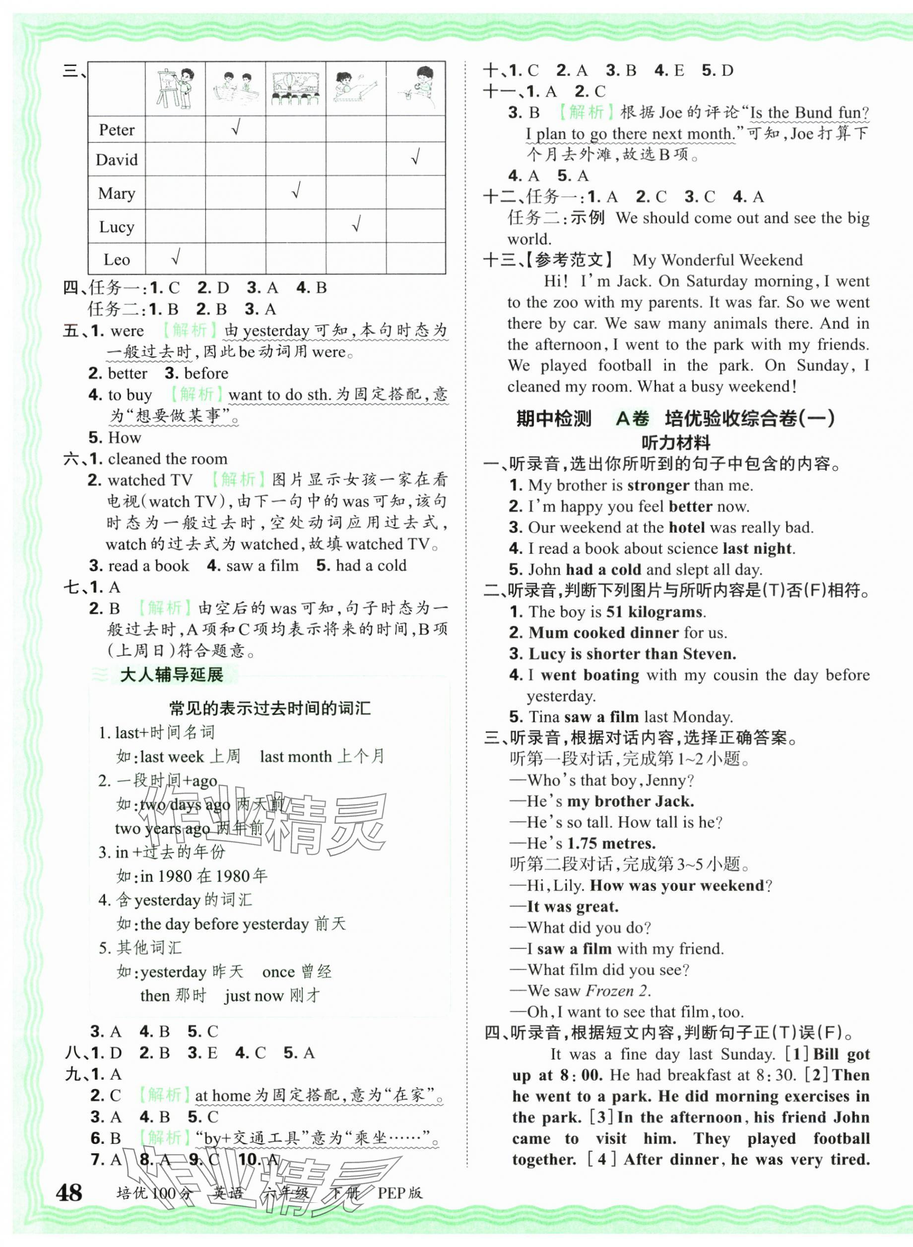 2025年王朝霞培優(yōu)100分六年級英語下冊人教版 參考答案第3頁