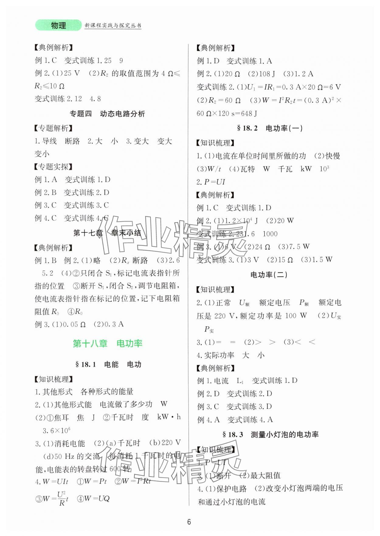 2024年新课程实践与探究丛书九年级物理全一册人教版 第6页