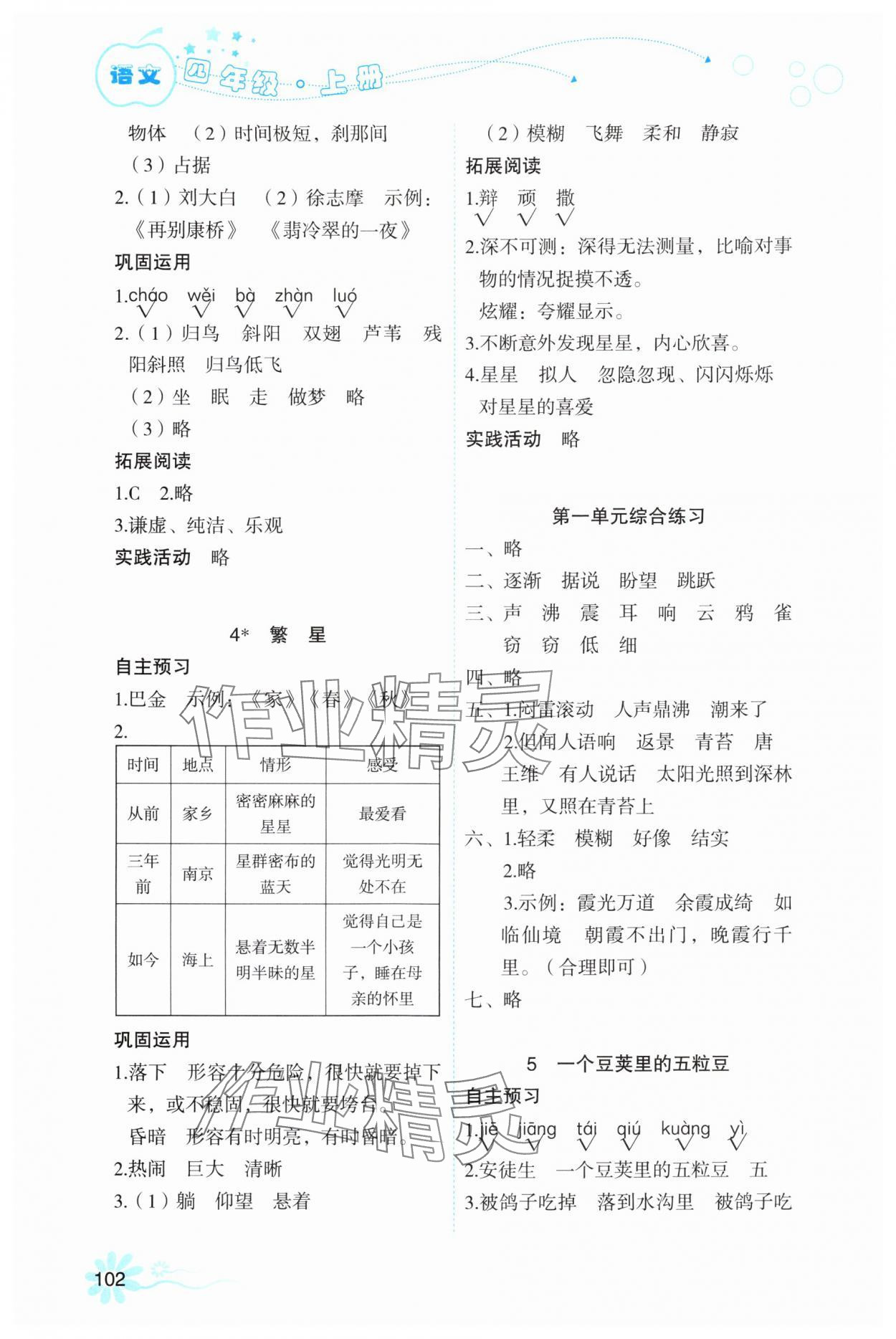 2025年自主学习指导课程四年级语文上册人教版 第2页