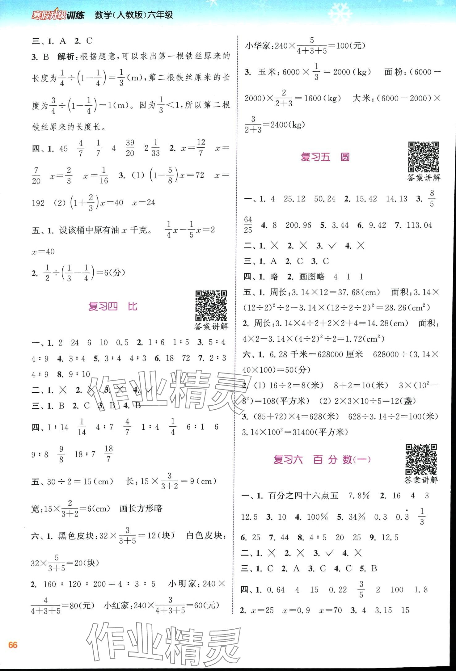 2024年寒假升級訓(xùn)練浙江教育出版社六年級數(shù)學(xué)人教版 第2頁