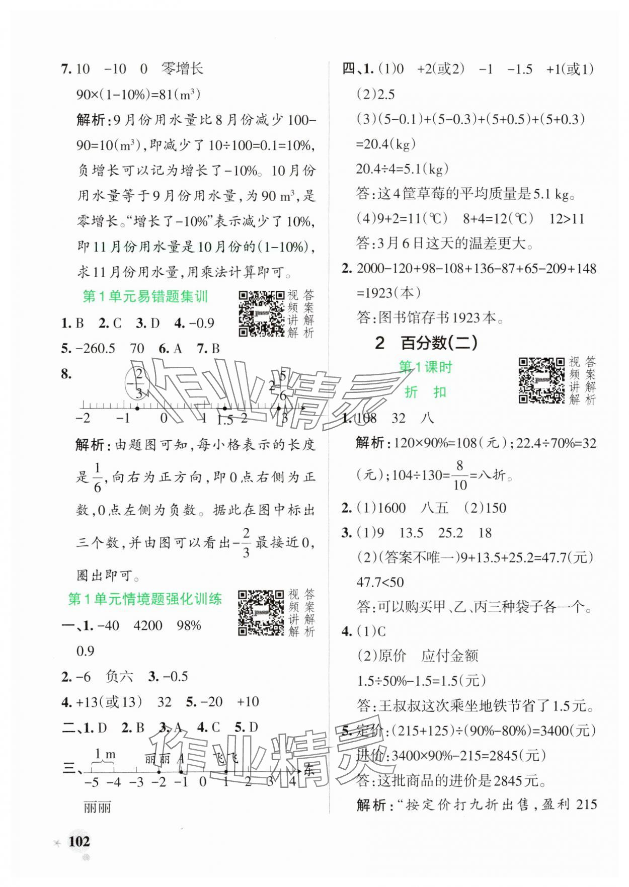 2025年小學(xué)學(xué)霸作業(yè)本六年級數(shù)學(xué)下冊人教版 參考答案第2頁