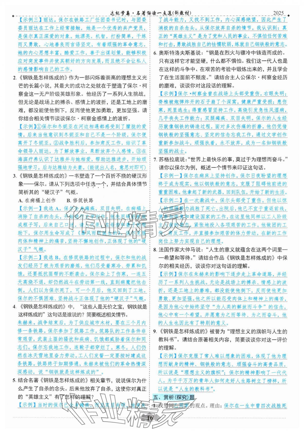 2025年達(dá)標(biāo)學(xué)案名著解讀一點(diǎn)通中考版 參考答案第15頁(yè)