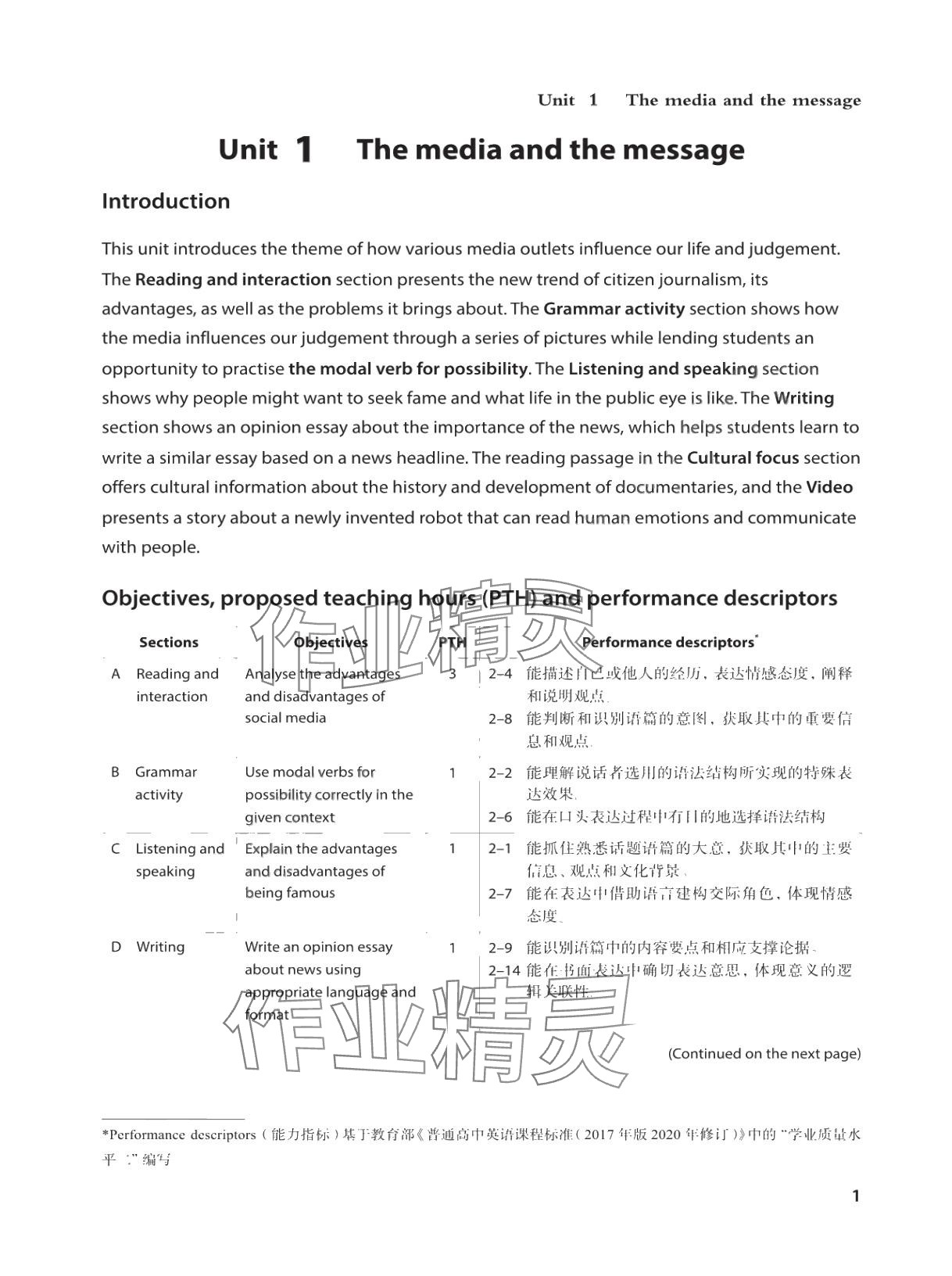 2025年教材课本高中英语选择性必修第四册沪教版 参考答案第1页