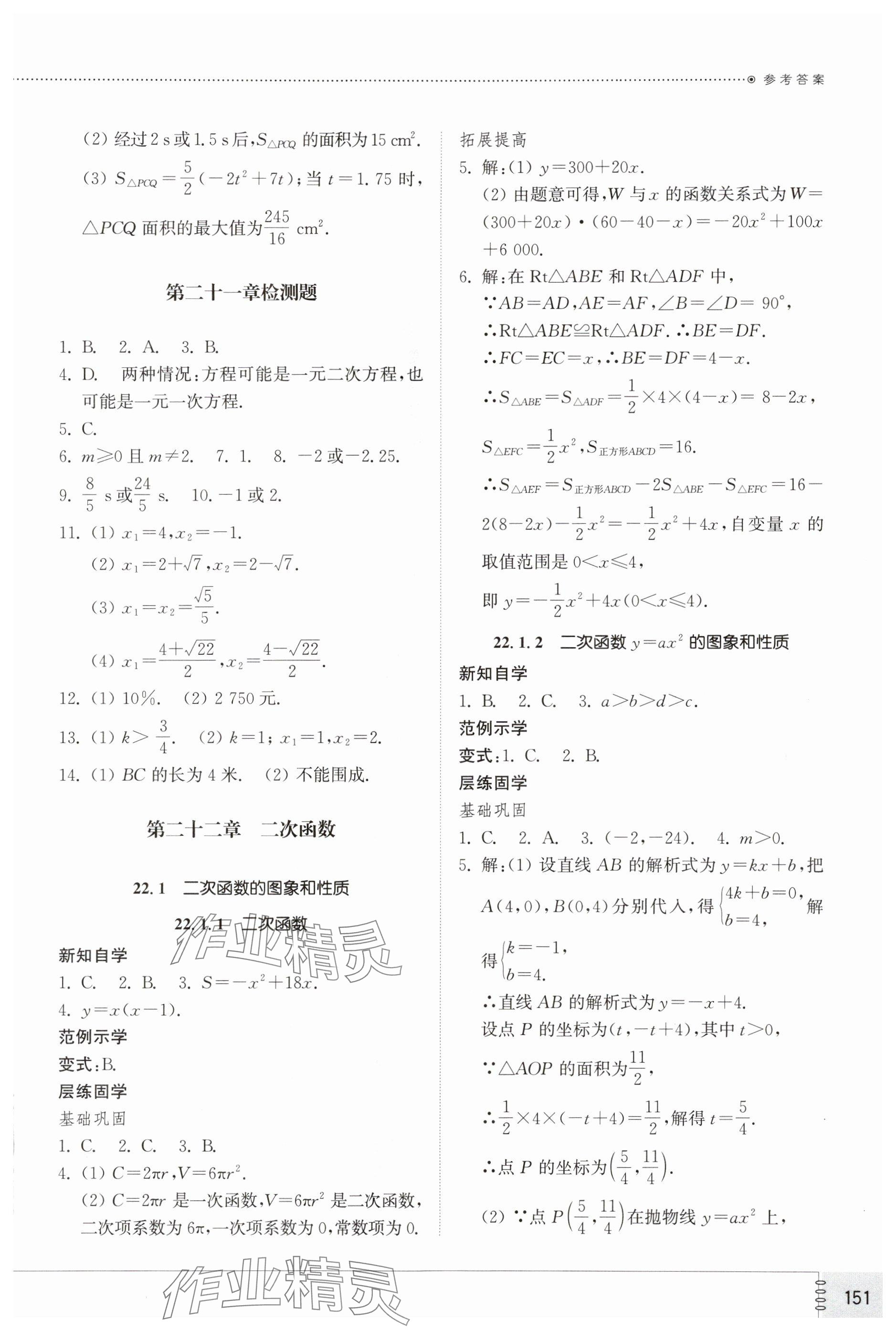 2024年同步練習(xí)冊山東教育出版社九年級數(shù)學(xué)上冊人教版 參考答案第5頁