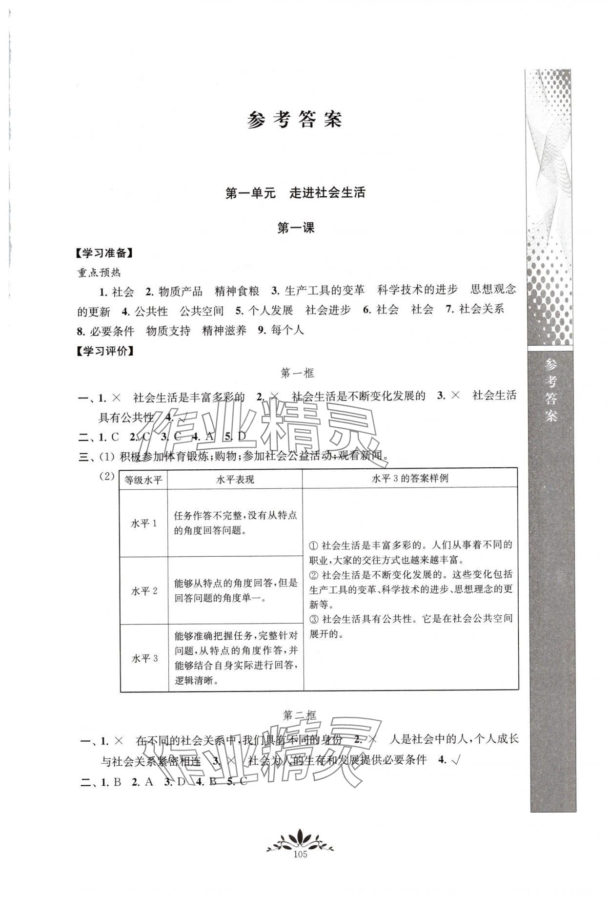2025年新课程自主学习与测评八年级道德与法治上册人教版 第1页
