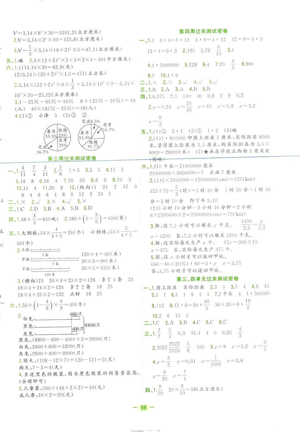 2024年金卷王名校大試卷六年級數(shù)學(xué)下冊蘇教版 參考答案第2頁